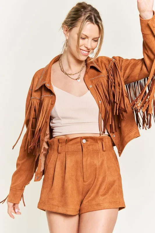 Suede Studded Fringe Jacket PLUS JJO5009P