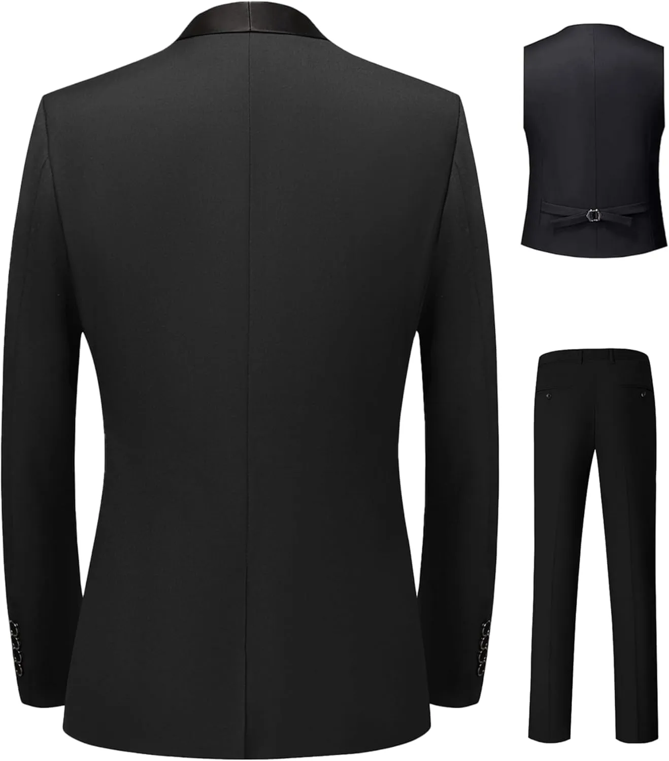Suits for Men Slim Fit 3 Pieces Shawl Lapel Tuxedo Blazer Vest Pants Shirt Bow Tie Prom Wedding Business Dinner