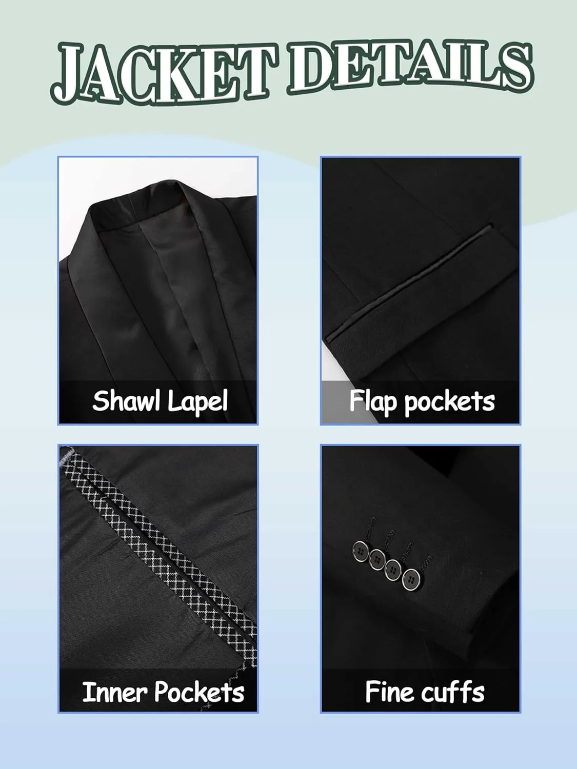 Suits for Men Slim Fit 3 Pieces Shawl Lapel Tuxedo Blazer Vest Pants Shirt Bow Tie Prom Wedding Business Dinner