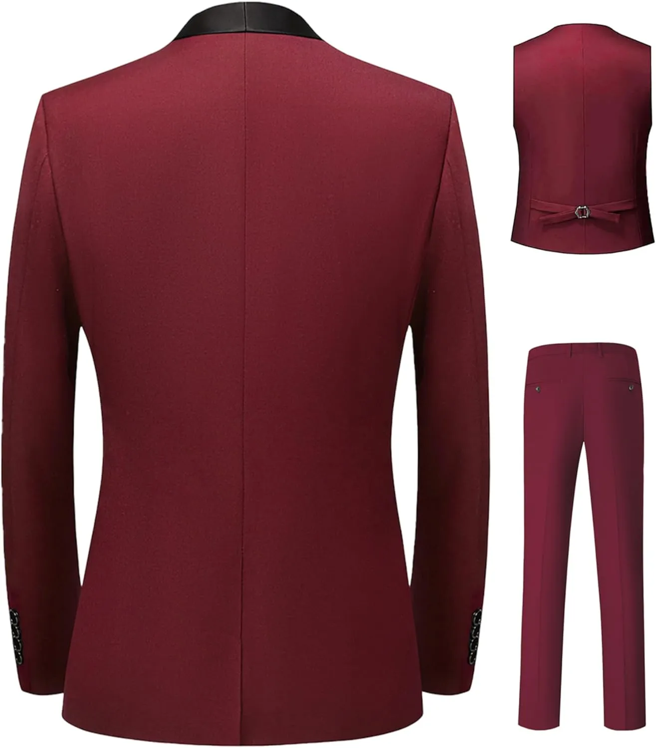 Suits for Men Slim Fit 3 Pieces Shawl Lapel Tuxedo Blazer Vest Pants Shirt Bow Tie Prom Wedding Business Dinner