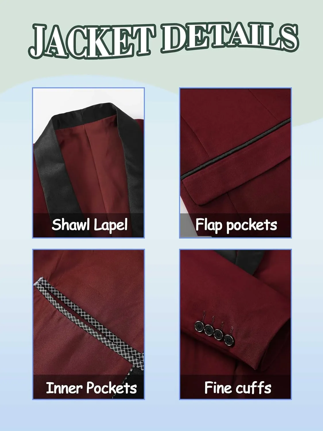 Suits for Men Slim Fit 3 Pieces Shawl Lapel Tuxedo Blazer Vest Pants Shirt Bow Tie Prom Wedding Business Dinner