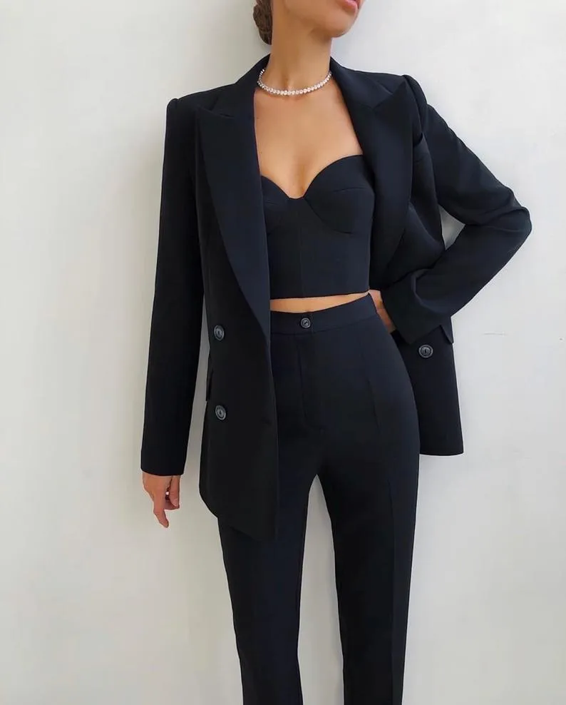 Suits Peaked Lapel Double Breasted Jacket