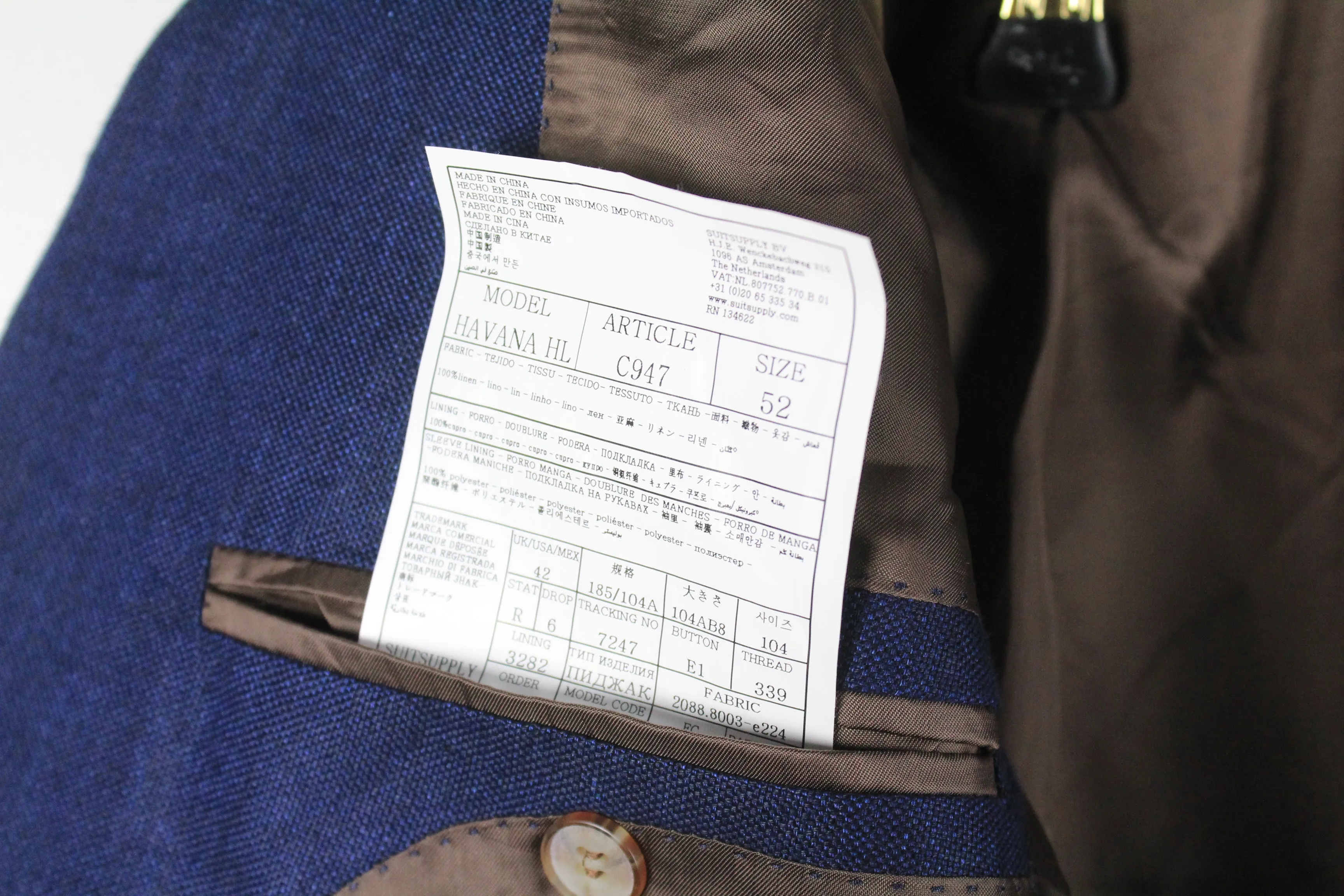 Suitsupply Havana HL Blazer 52