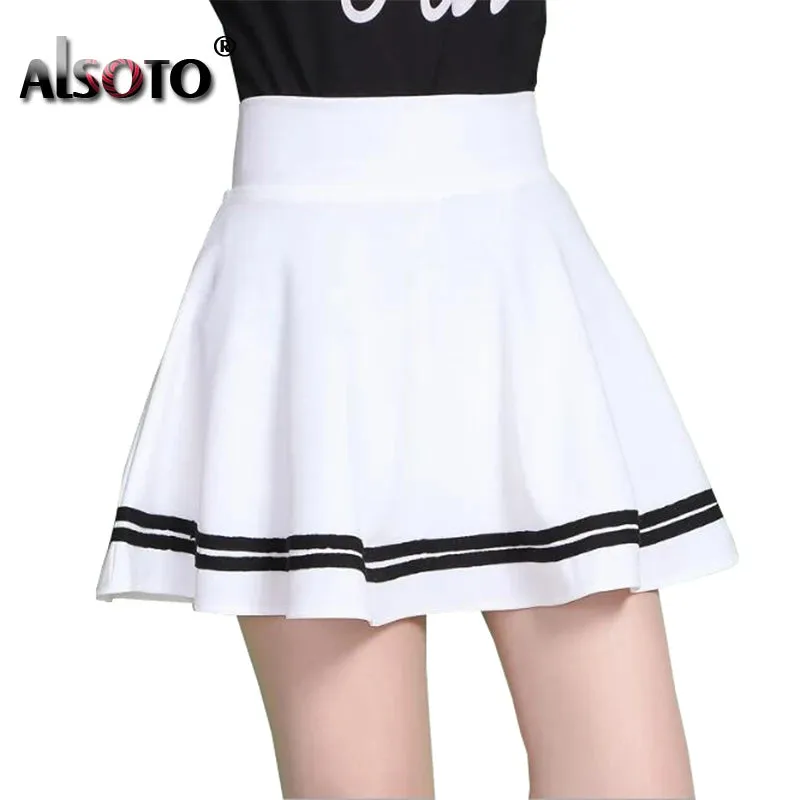 Summer 2024 Pleated Sexy Stripe Mid-Skirts