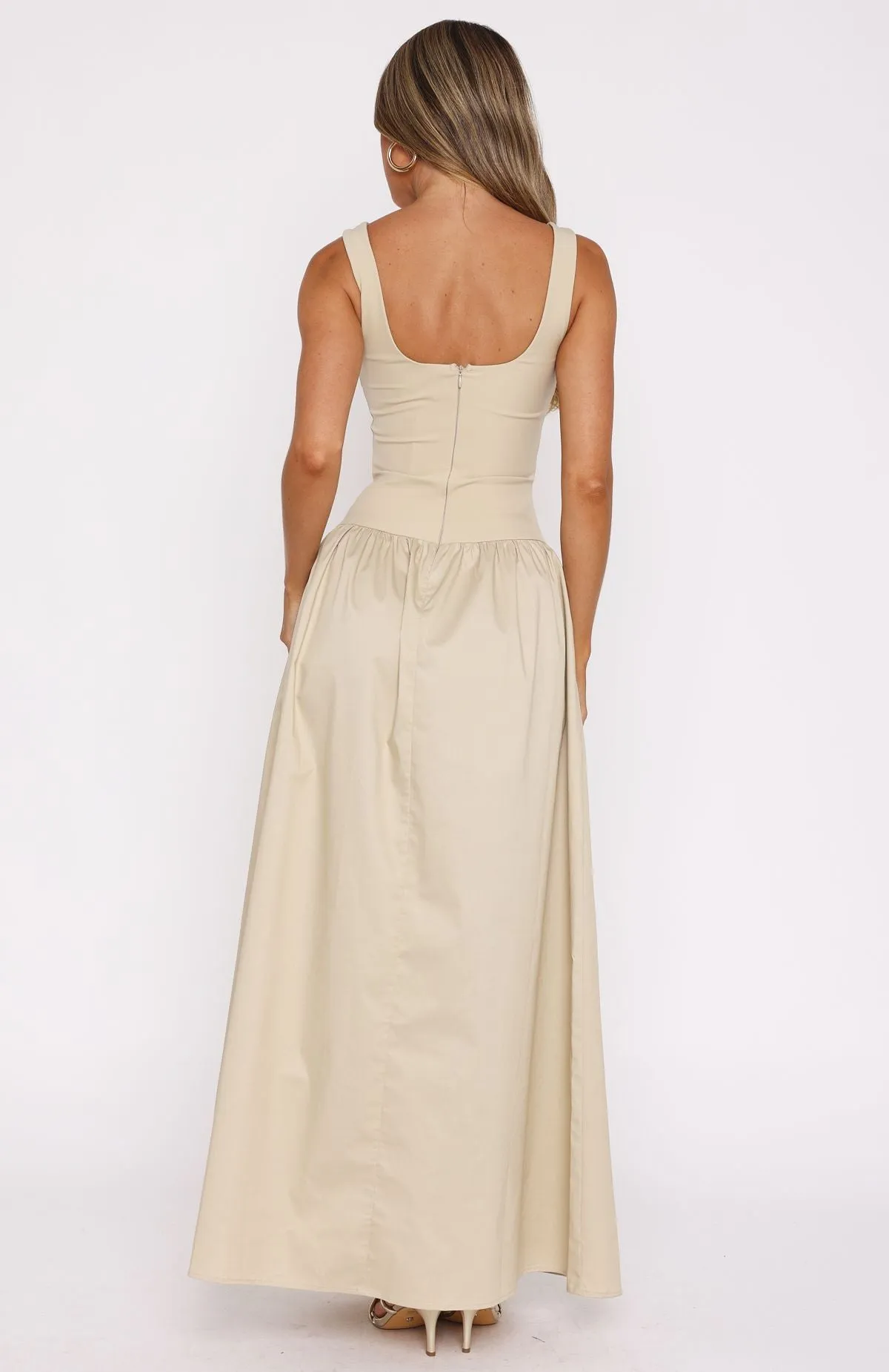 Summer Delight Maxi Dress Stone Compact Stitching