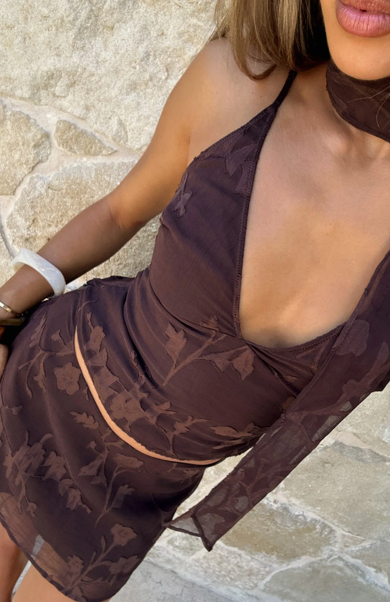 Summer Garden Top Chocolate Ergonomic Shoulder Shape