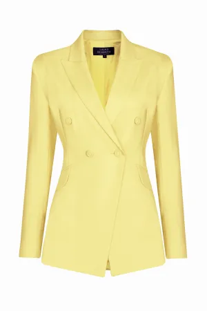 Summer Yellow Double Breasted Blazer Wool Jacket - Imogen