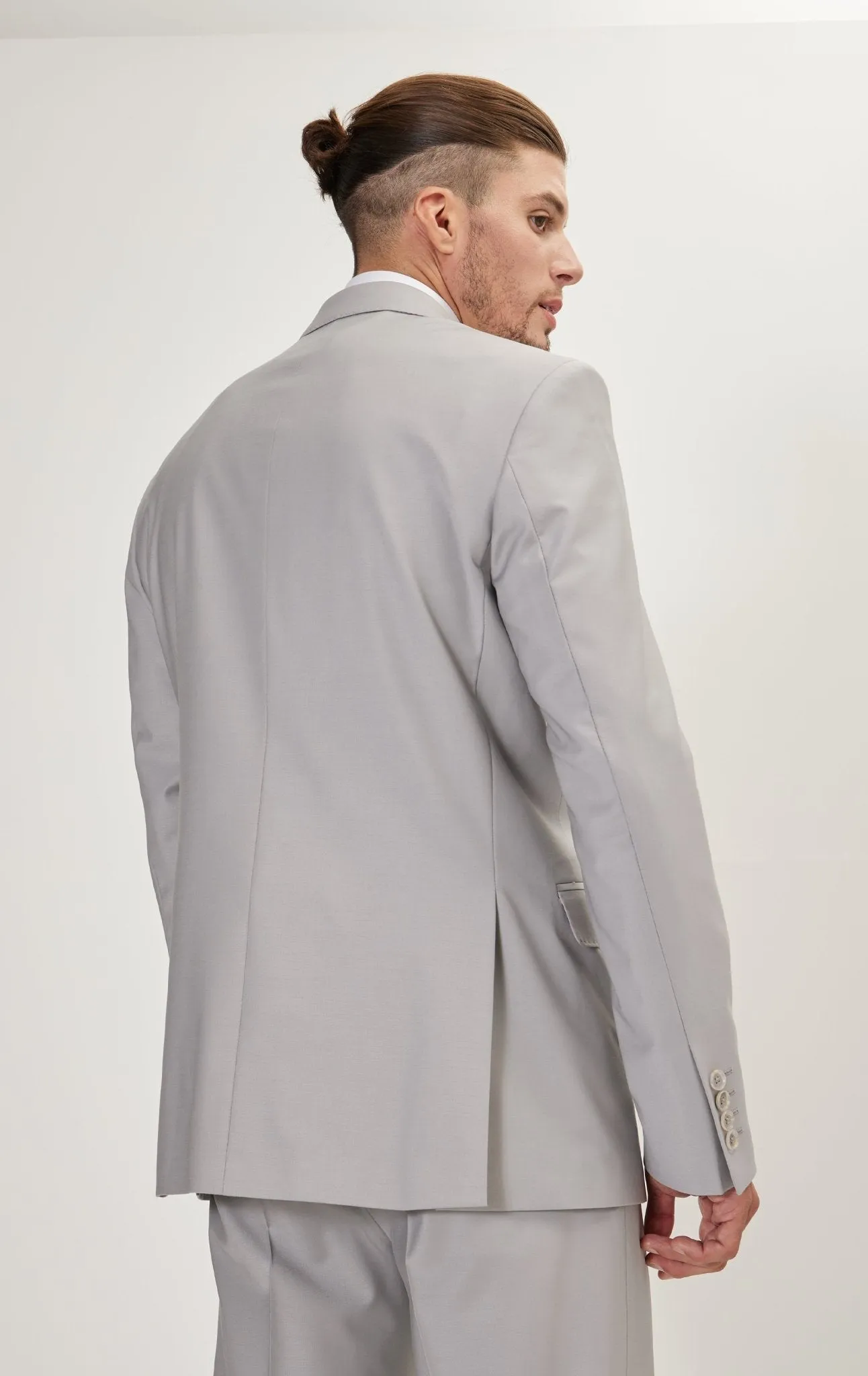 Super 120S Merino Wool Double Breasted Suit - Smoke Grey
