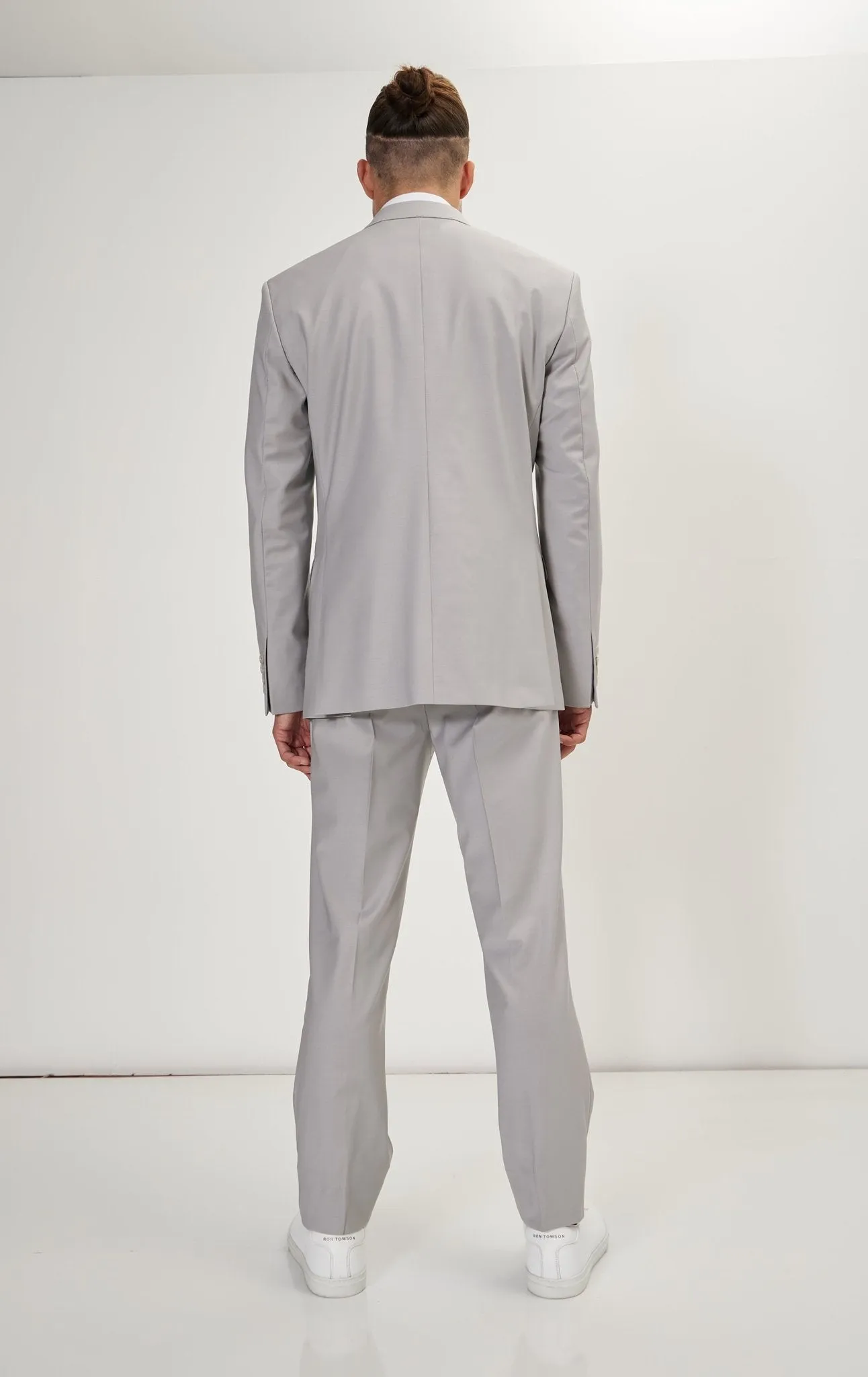 Super 120S Merino Wool Double Breasted Suit - Smoke Grey