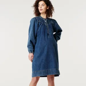 Supermom Nursing Dress Bowes - Blue Denim