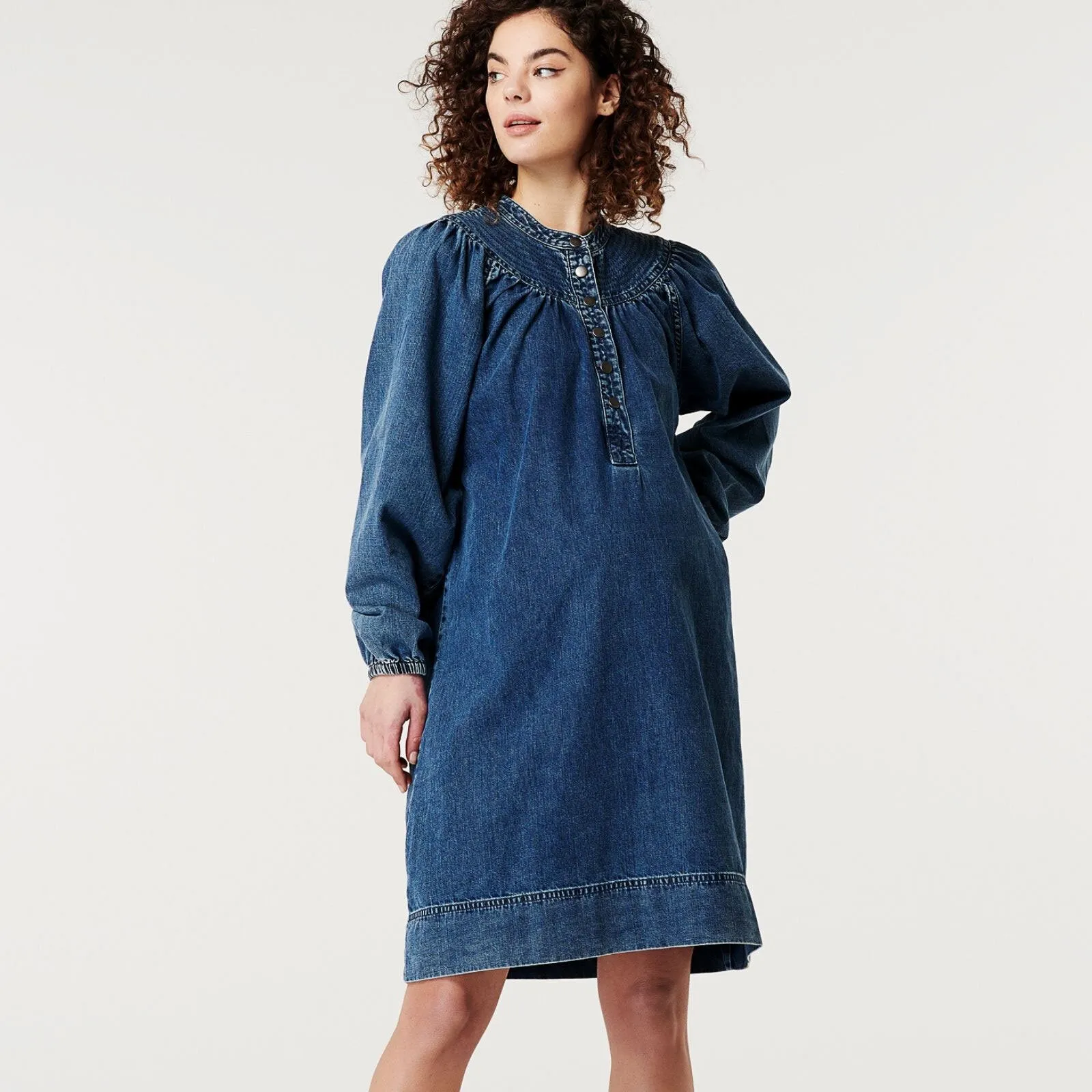 Supermom Nursing Dress Bowes - Blue Denim