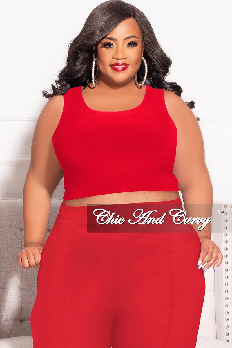 Stable Shape Final Sale Plus Size Sleeveless Crop Top in Red (Top Only)