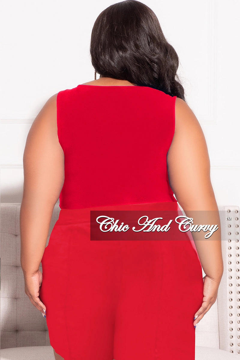 Sport Comfort Fit Layered Wear Final Sale Plus Size Sleeveless Crop Top in Red (Top Only)