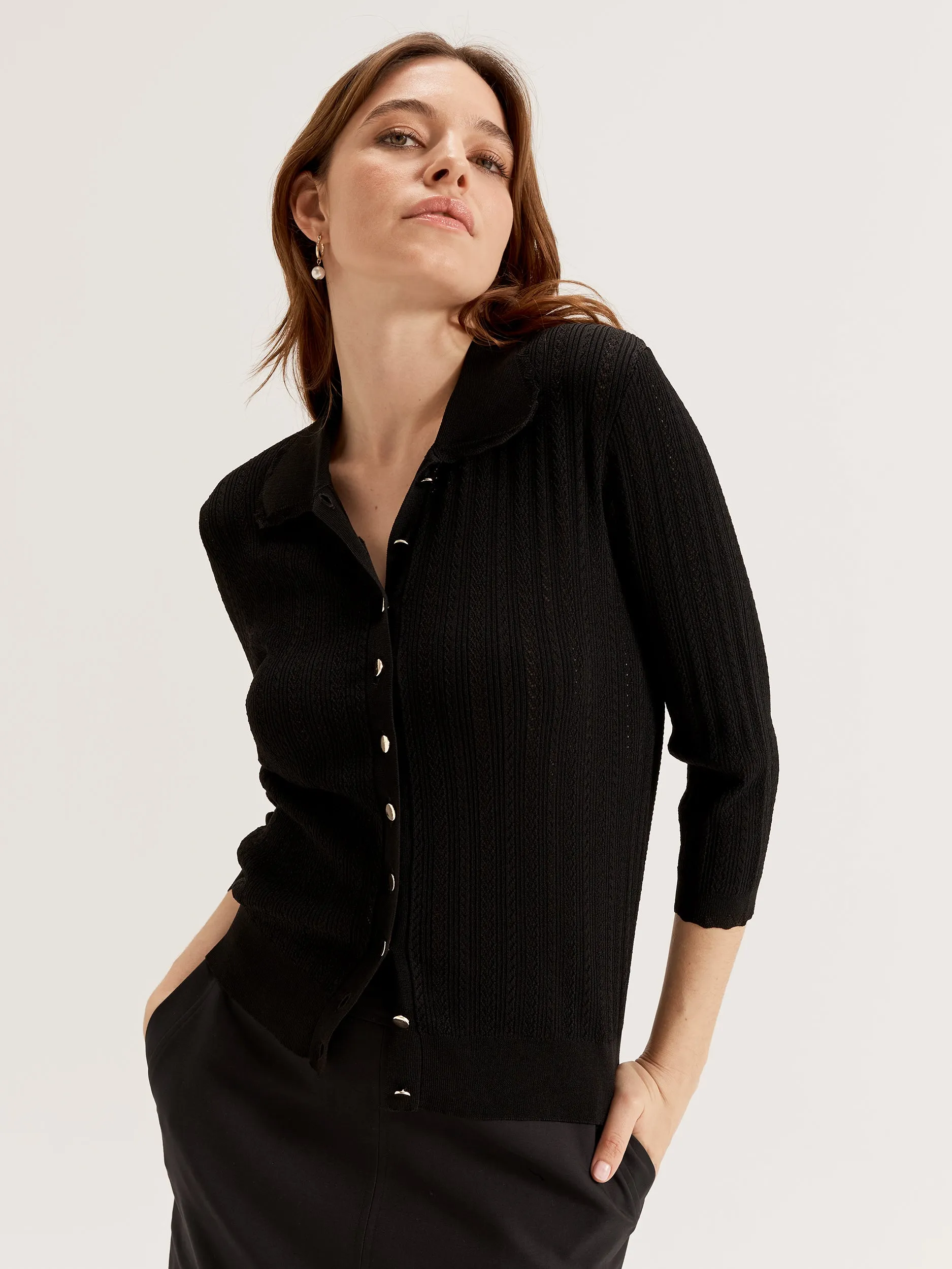 StretchFit Design Lina Button Front Top