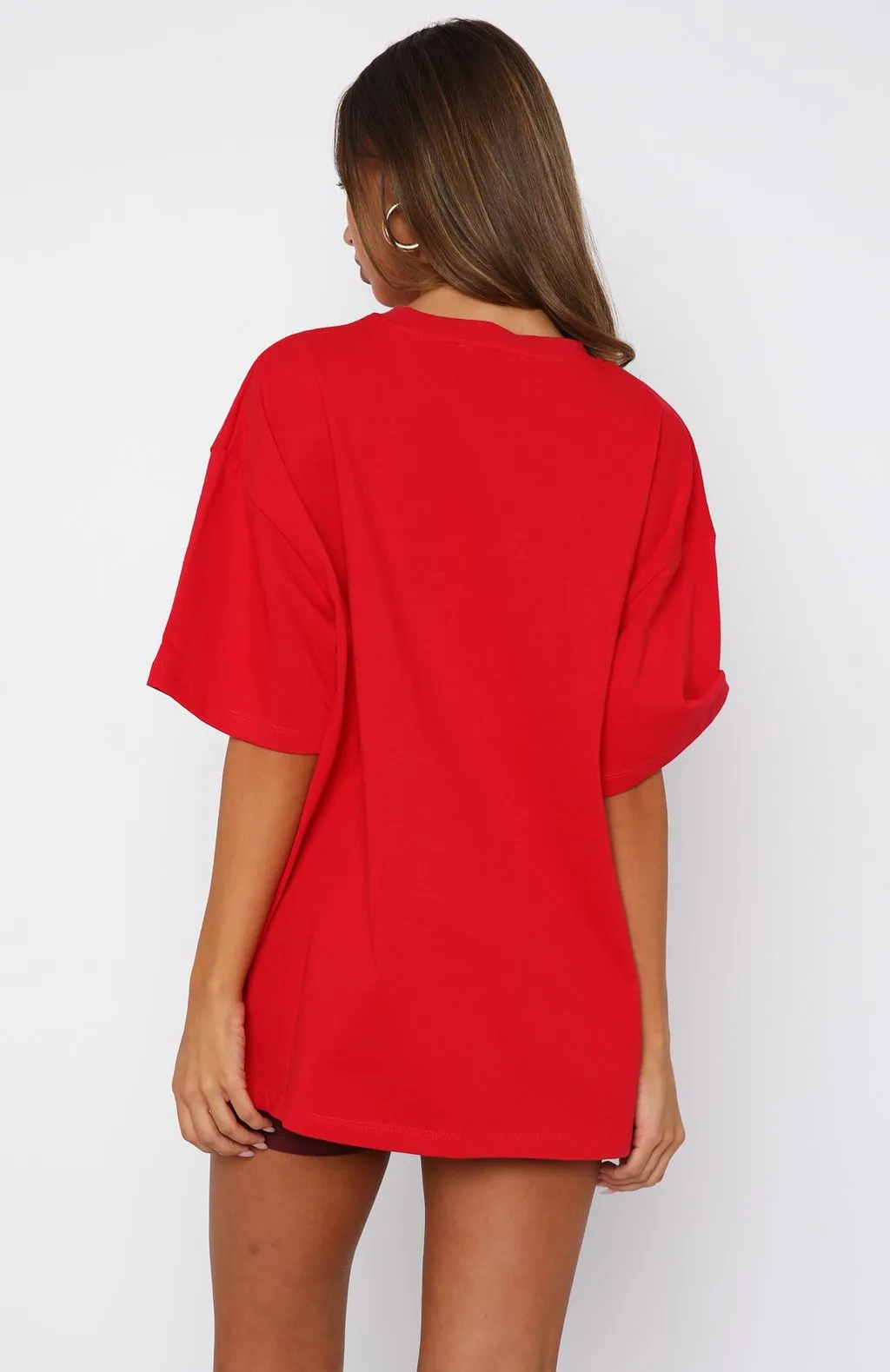 Adjustable Cuff Shrinkage Prevention Treatment Sweet Cherry Edition Oversized Tee Red