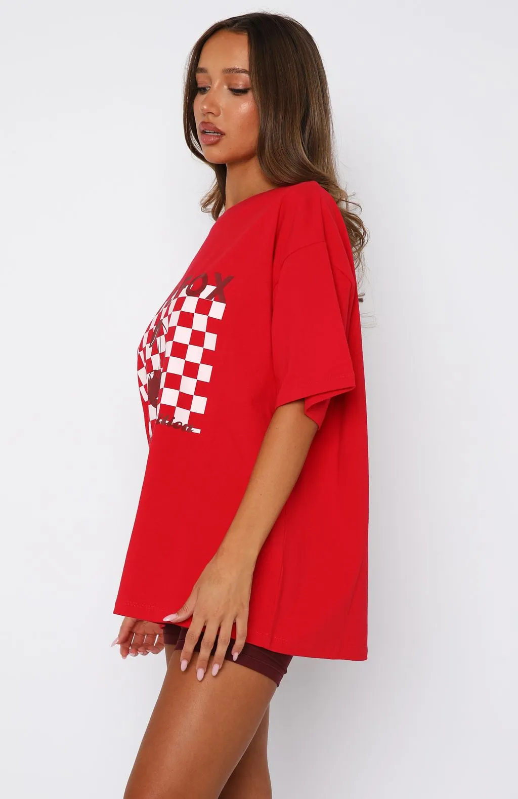 MultiPanelConstruction Minimalist Collar Sweet Cherry Edition Oversized Tee Red