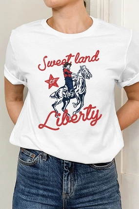 BrushedInnerLining Stay Cool Technology Sweet Land Of Liberty Basic Graphic Tee S-XL