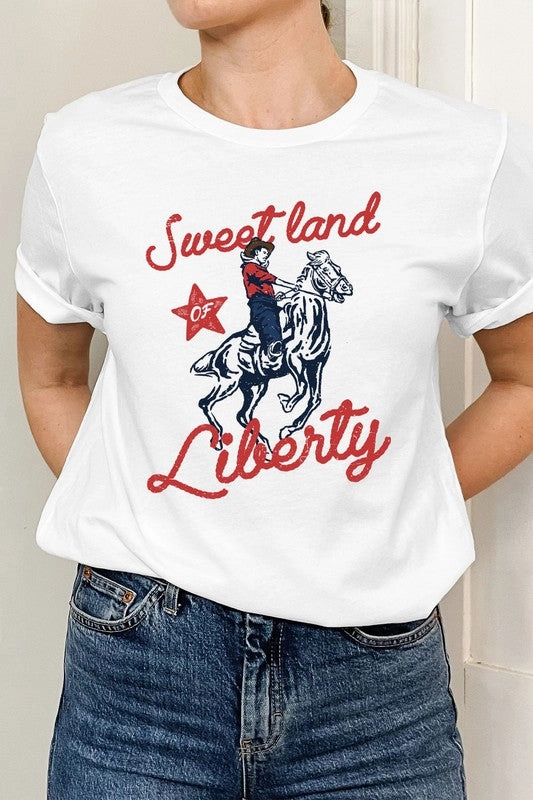 BrushedInnerLining Stay Cool Technology Sweet Land Of Liberty Basic Graphic Tee S-XL