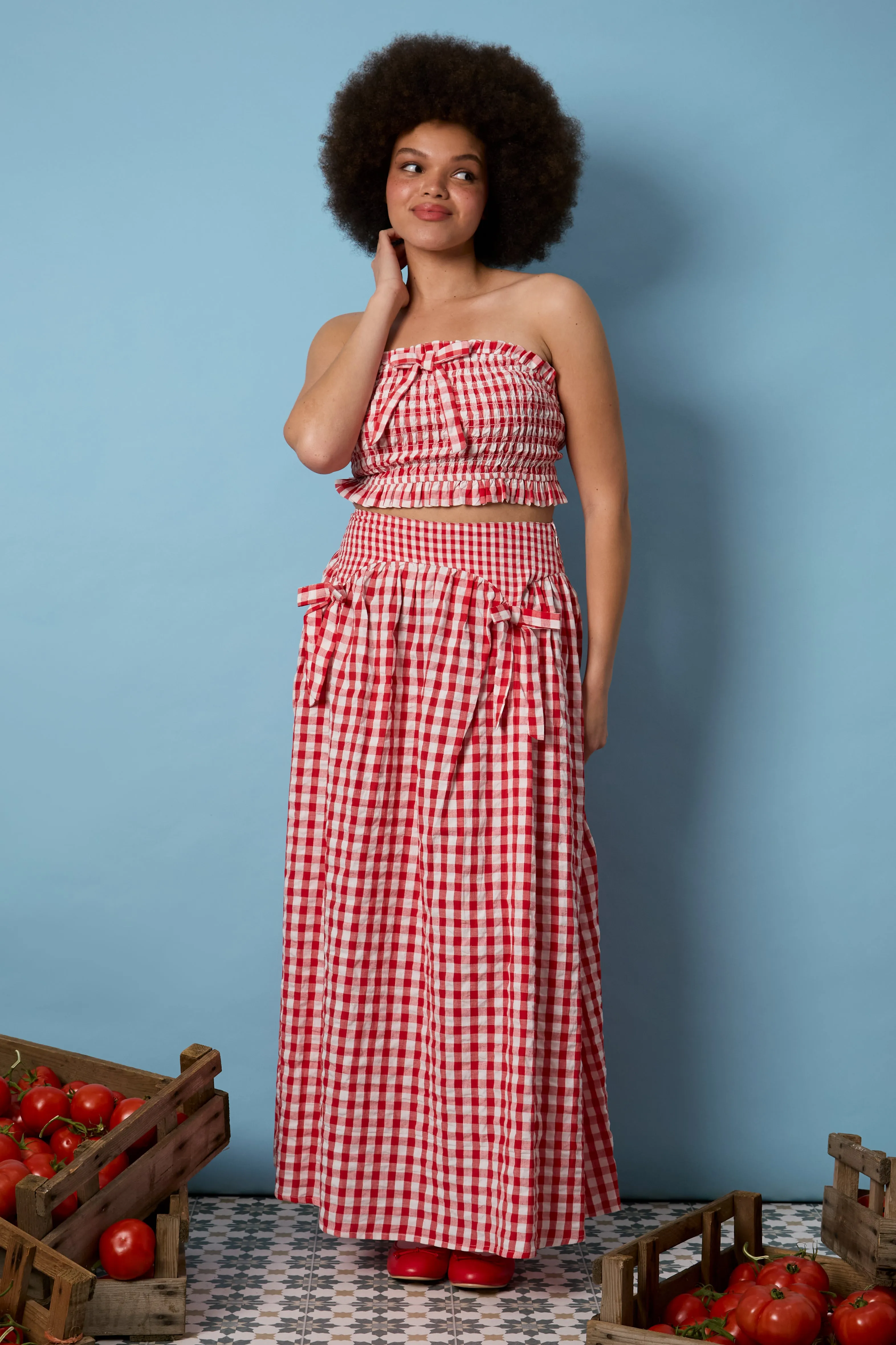 Sydney Gingham Bandeau Top - Curve BreathableMaterial