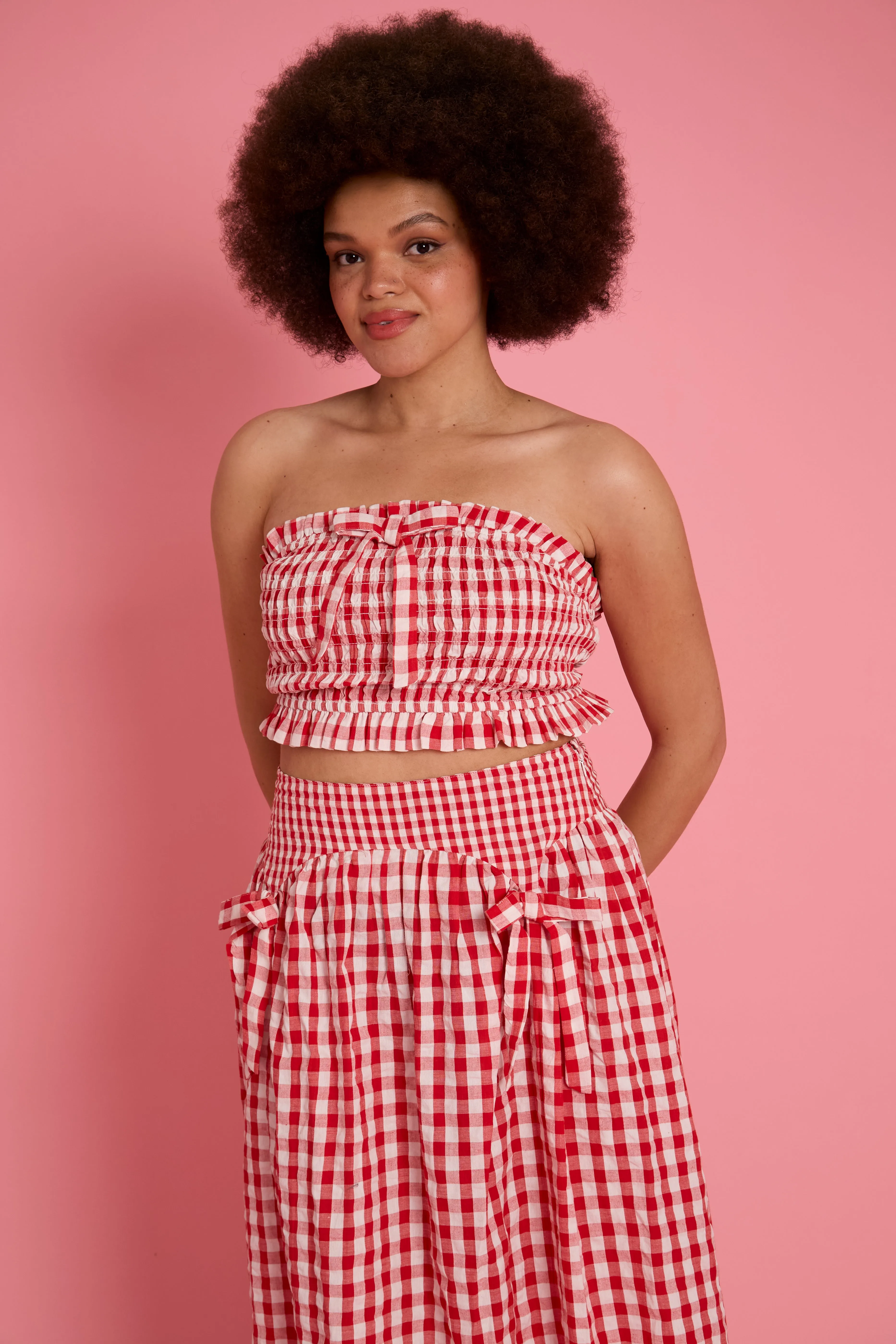 Sydney Gingham Bandeau Top - Curve QuickRelease AntiPillTreatment