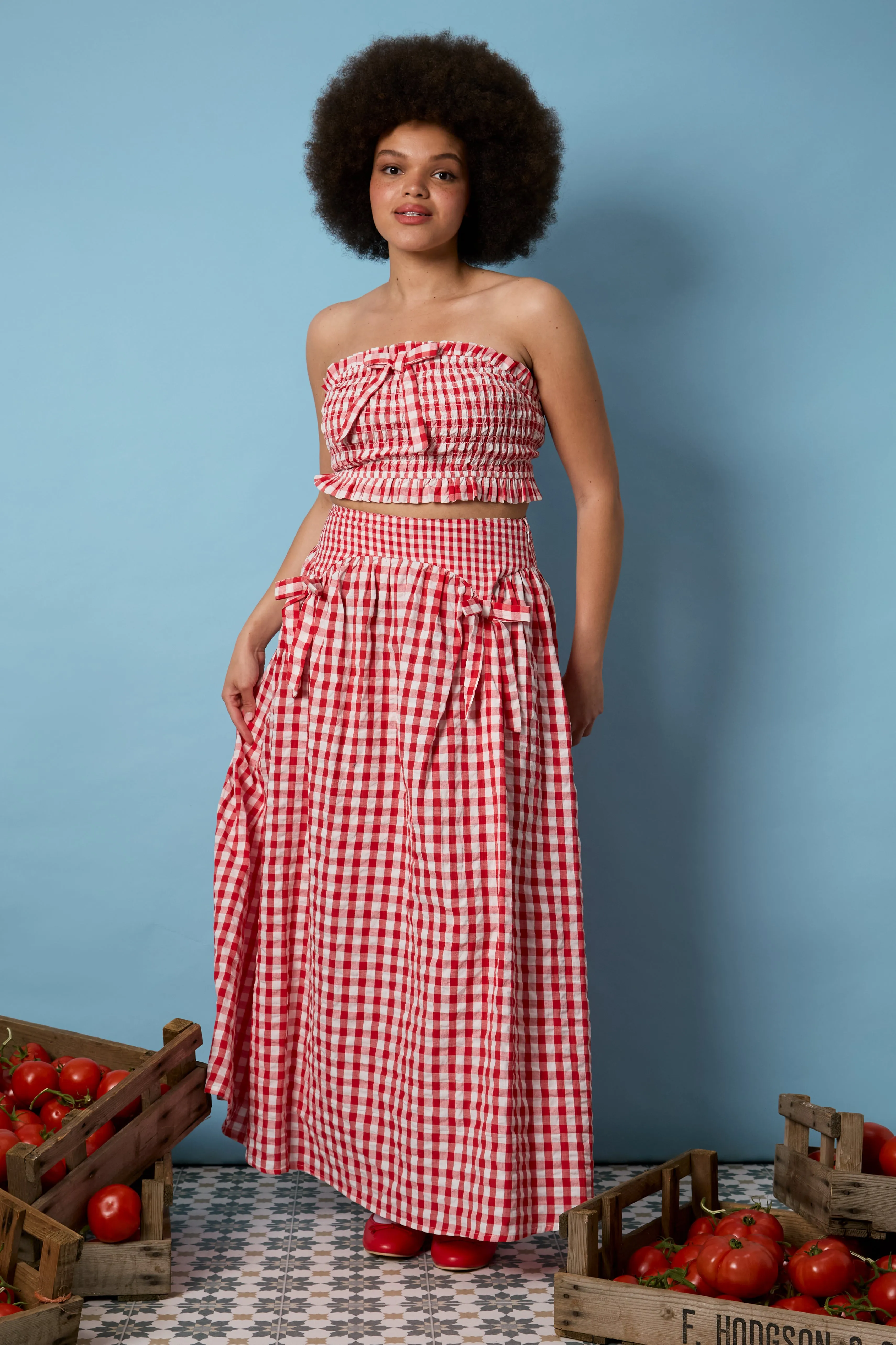 Sydney Gingham Bandeau Top - Curve Two Tone Texture Effect Comfortable Wear