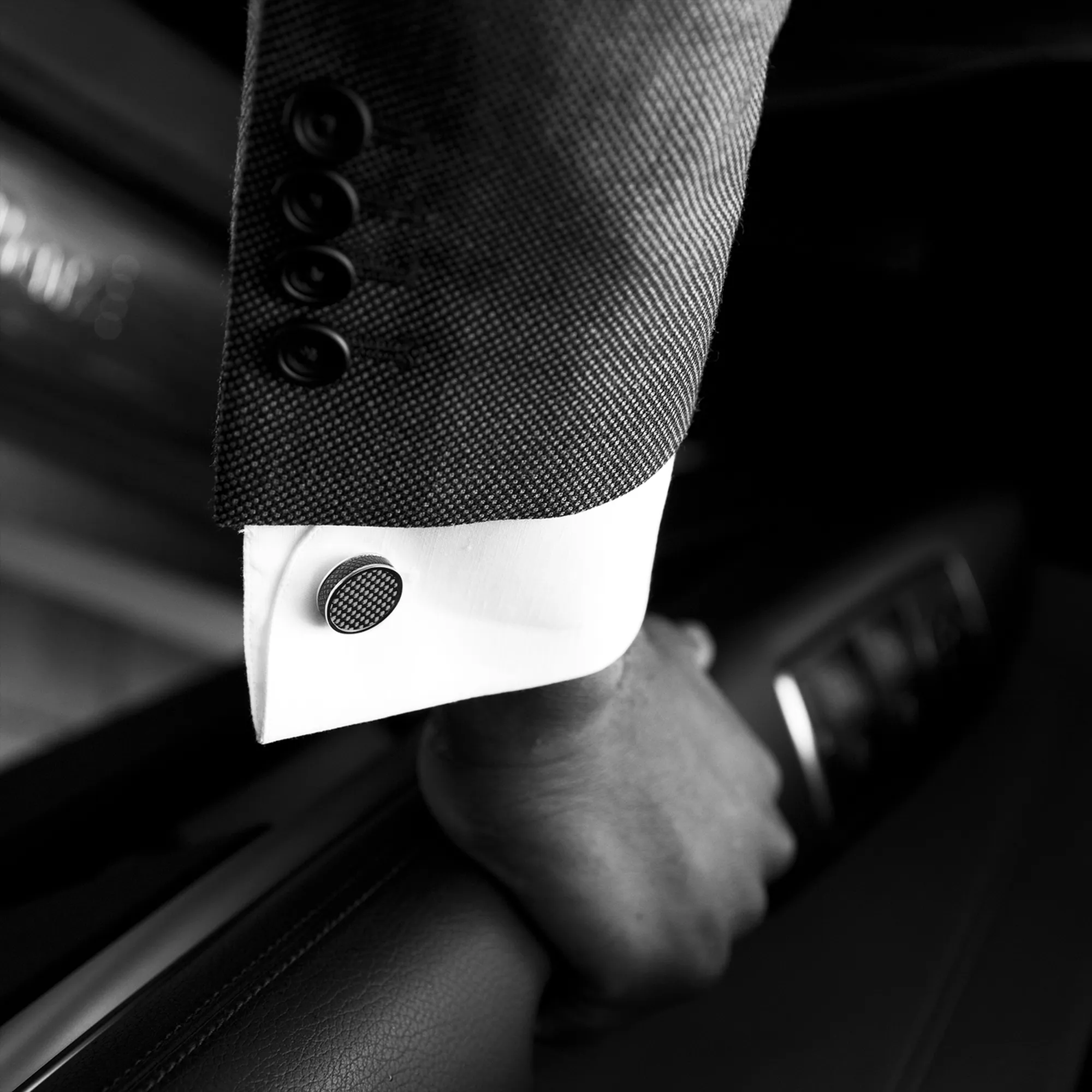 Tablet Cufflinks with Black Carbon Fibre