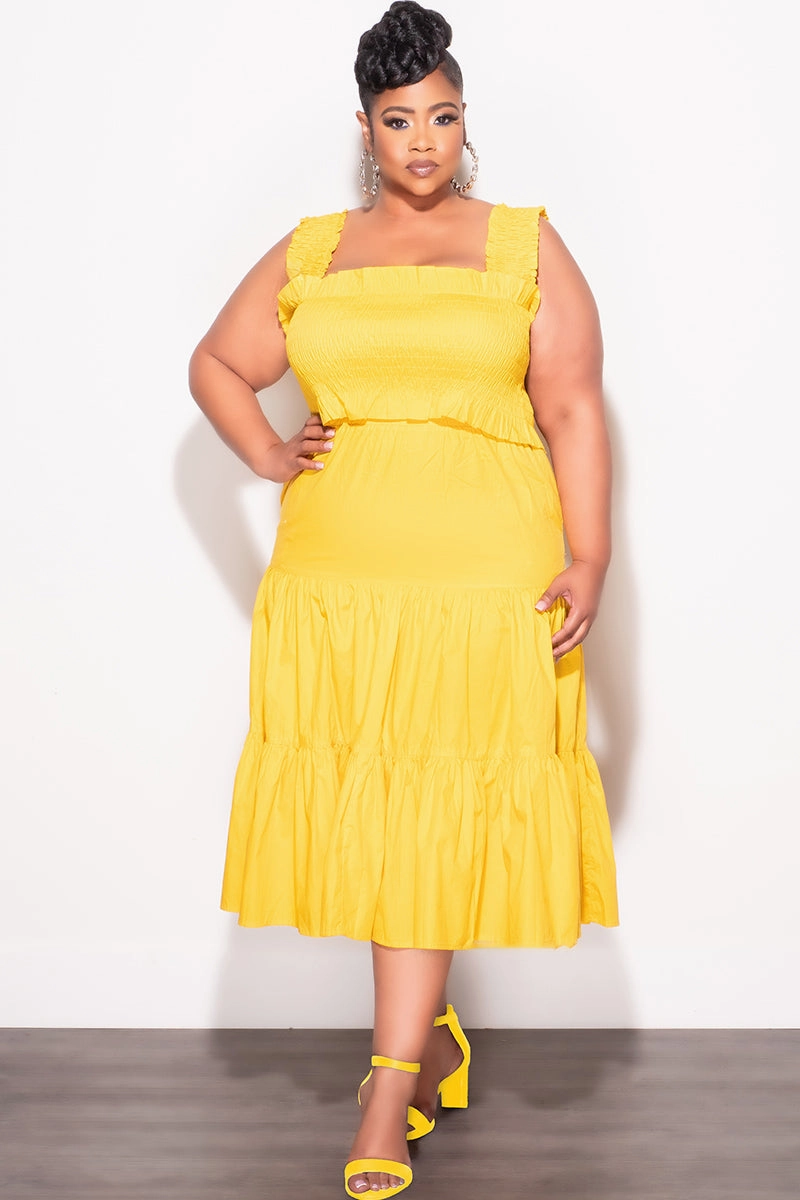 Smooth Fit Lining Comfortable Movement Final Sale Size 2pc Frill Crop Top and Maxi Skirt Set in Yellow