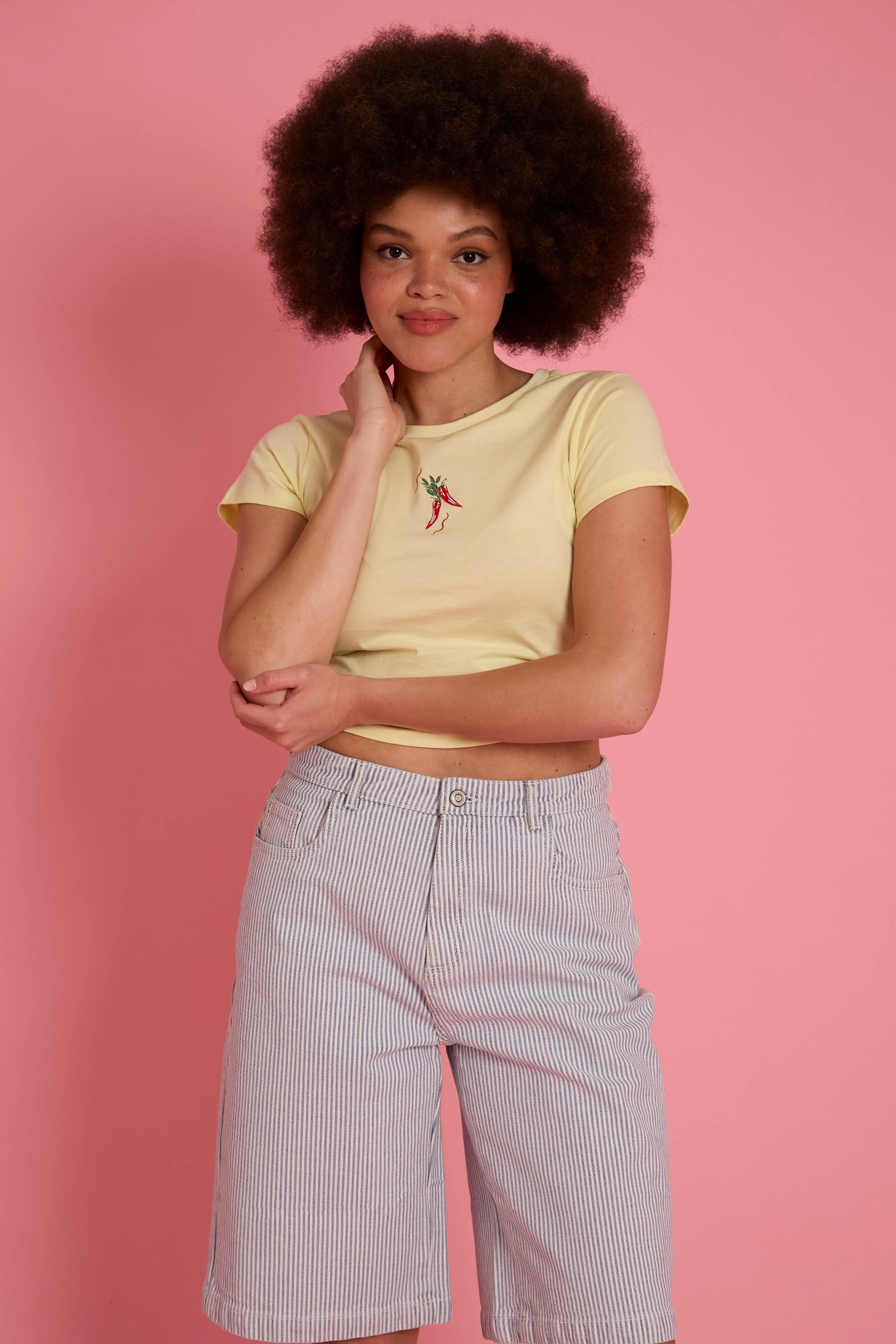 Wrinkle Free Texture SoftLining Kiki Chilli Baby Tee - Curve