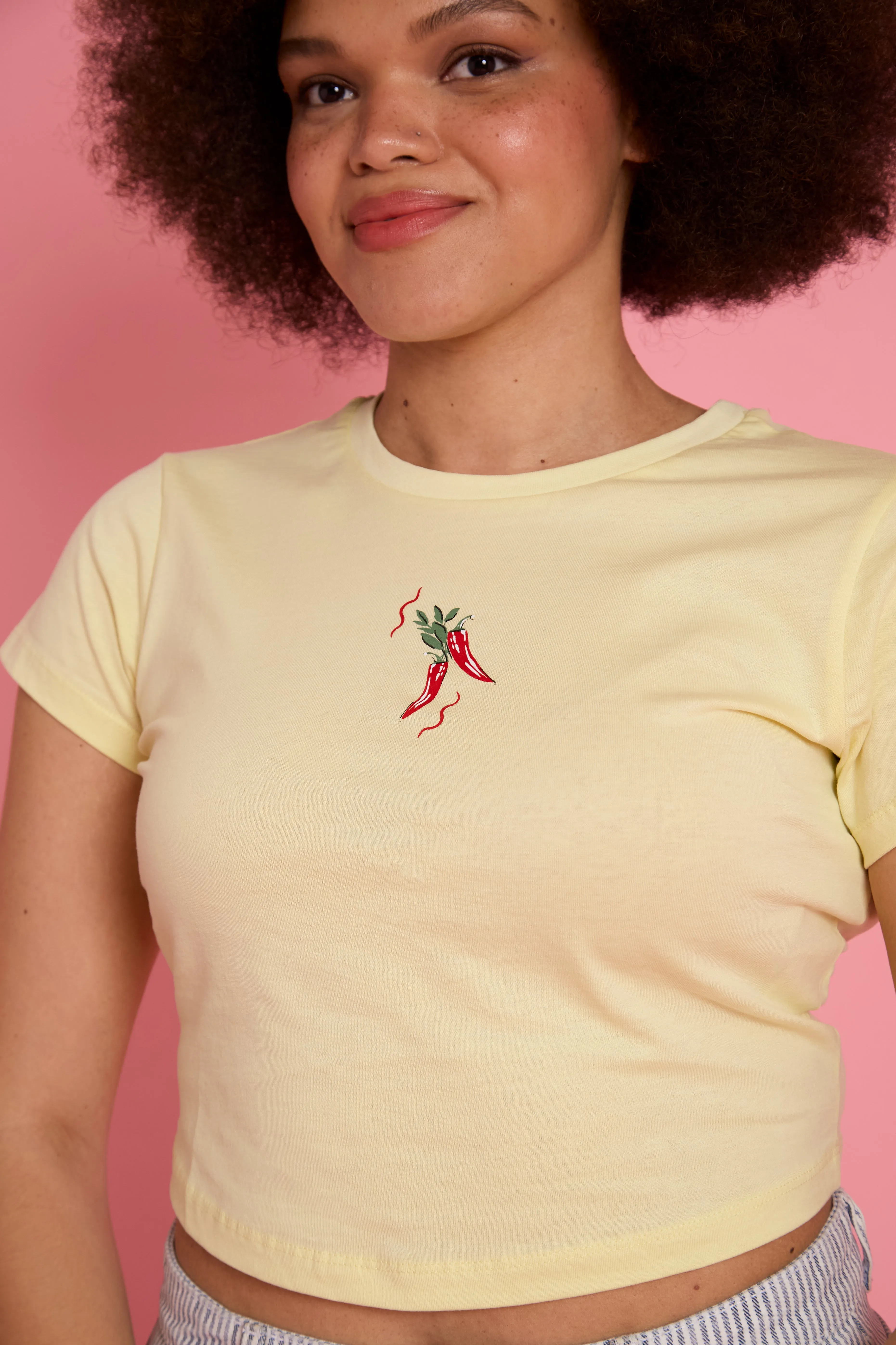DoubleStitched Non Irritating Seams Kiki Chilli Baby Tee - Curve