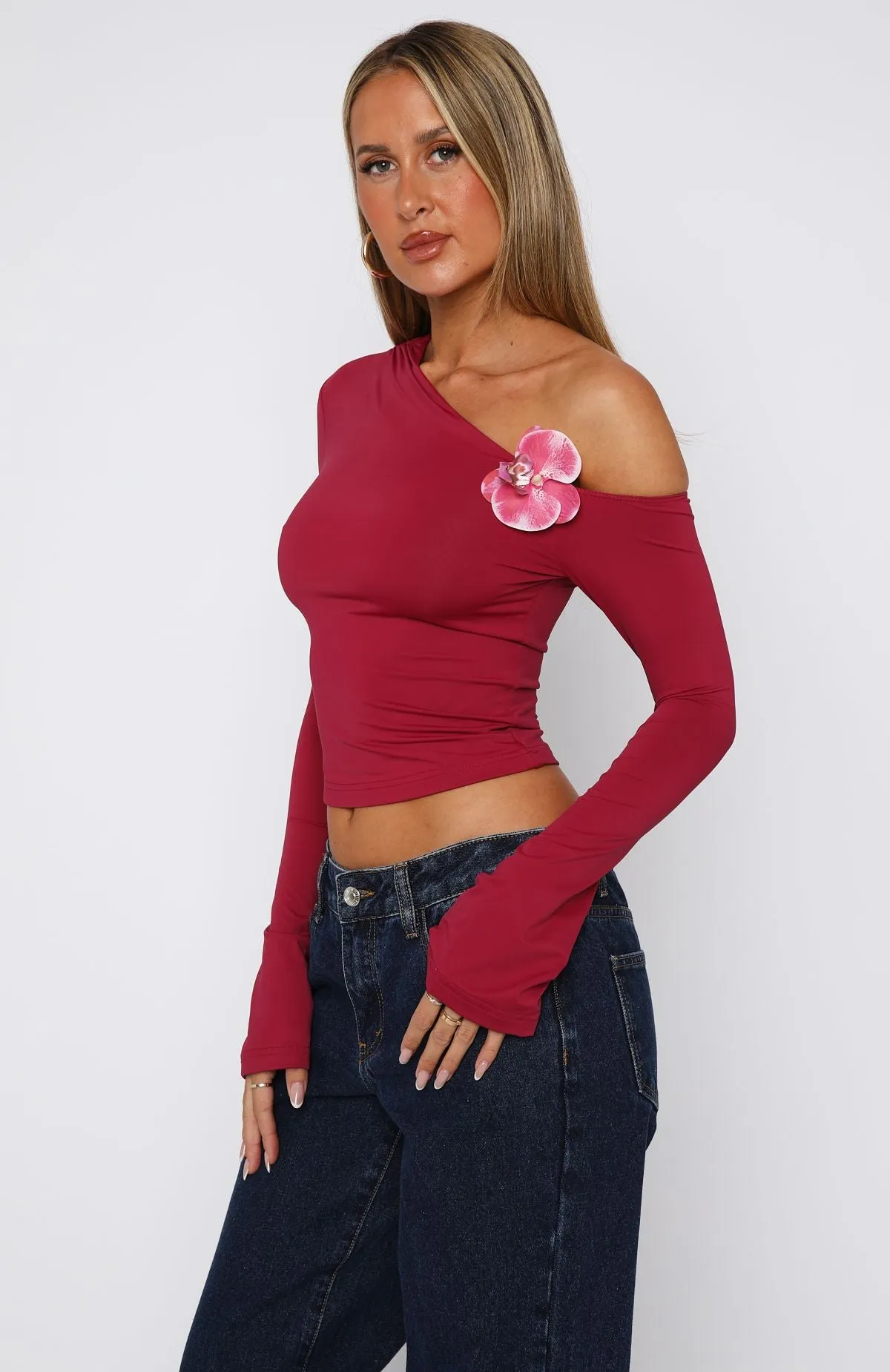 OdorControl Technology Asymmetrical hem Said So Long Sleeve Top Berry