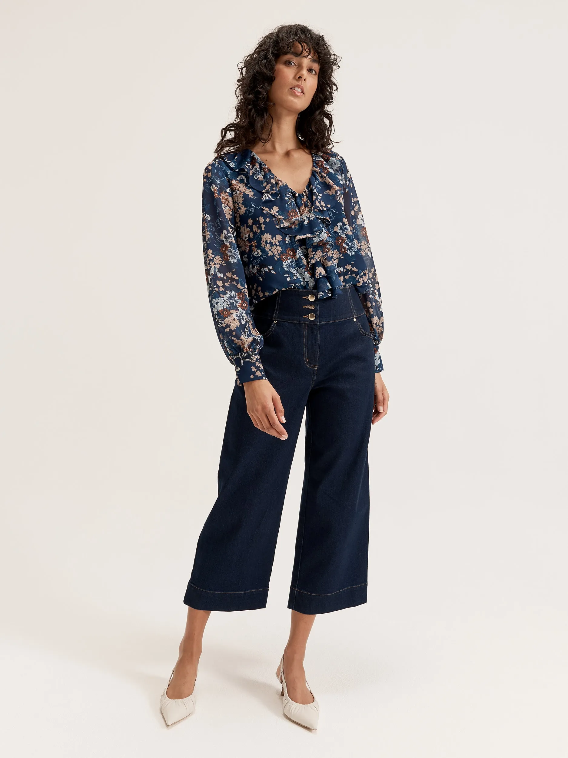 Nautical Bloom Blouse LowProfile Zipper Friction Resistant Edges