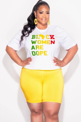 Final Sale Plus Size Fitted Cropped Cut White - Black Women Are Dope  T-Shirt Casual Design