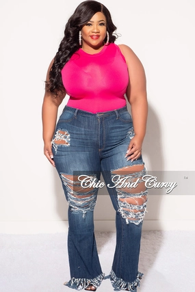Final Sale Plus Size Sleeveless Bodysuit in Fuchsia Ultimate Wear Soft Lines