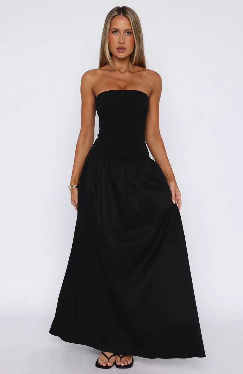 Shape Retention Fabric Reflective details Take Back Maxi Dress Black