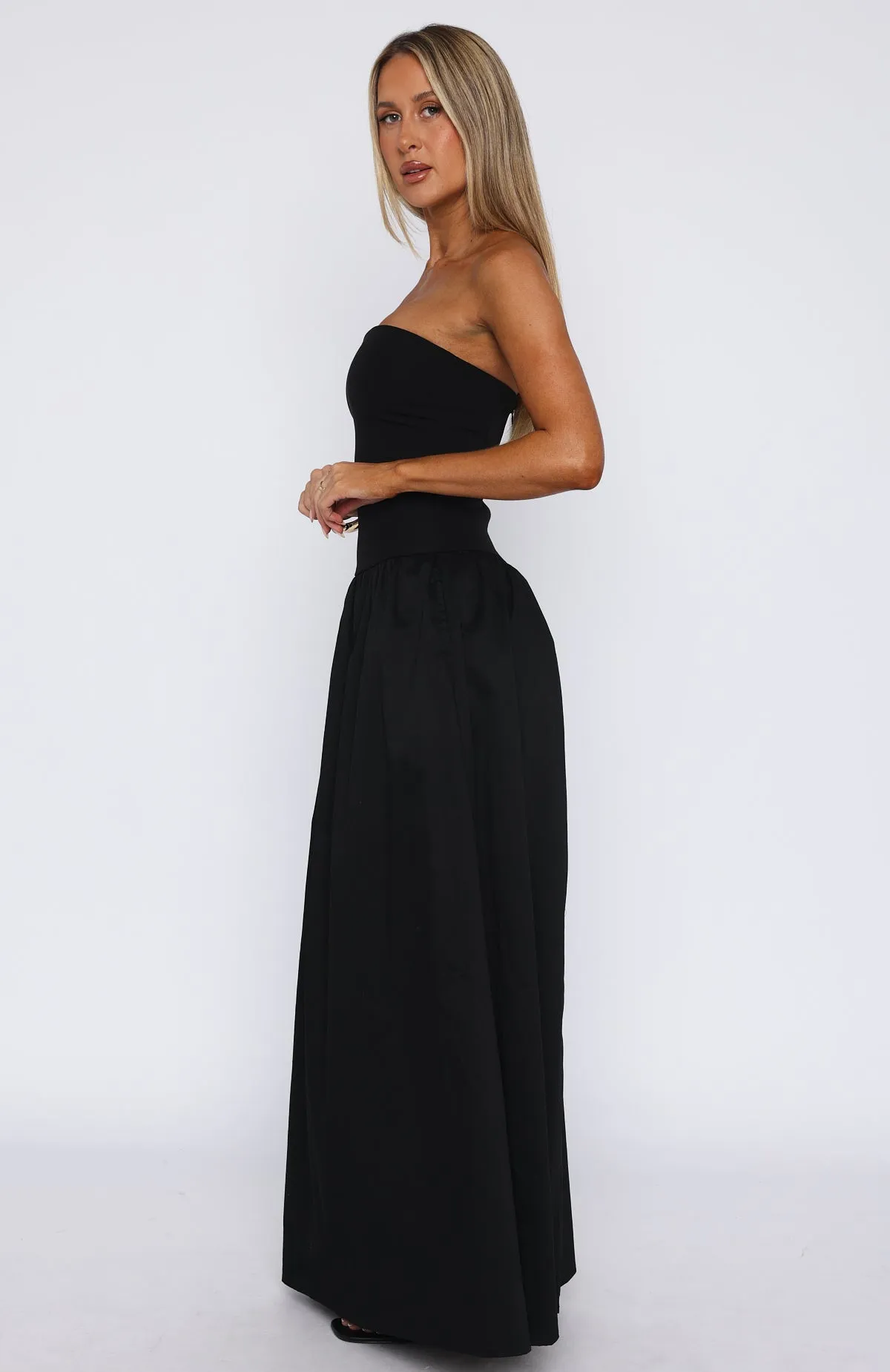 Take Back Maxi Dress Black TexturedSurface Anti Static Fabric