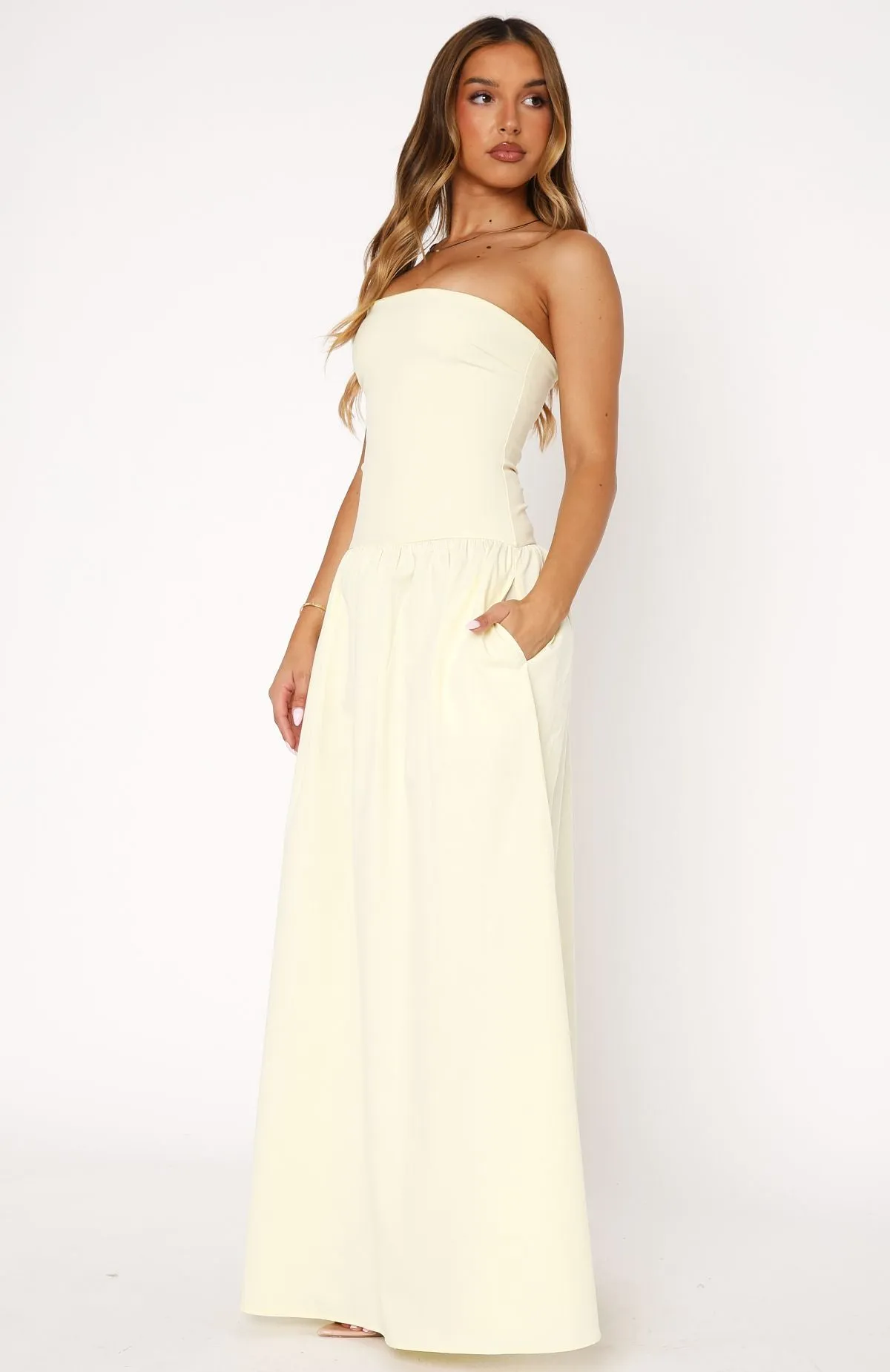 Take Back Maxi Dress Lemon Contrast Stitching
