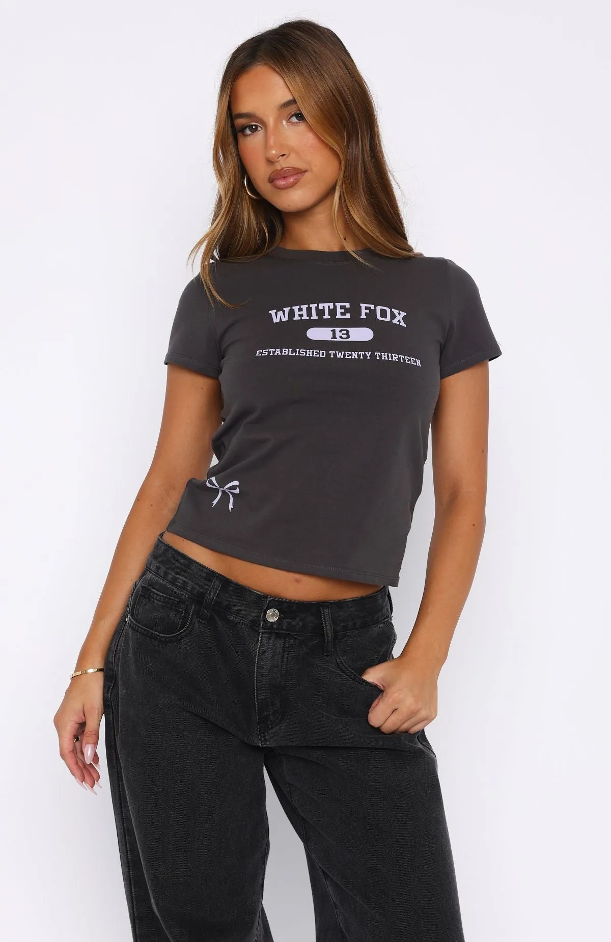 Taking Your Time Relaxed Baby Tee Charcoal SweatGuard Lining