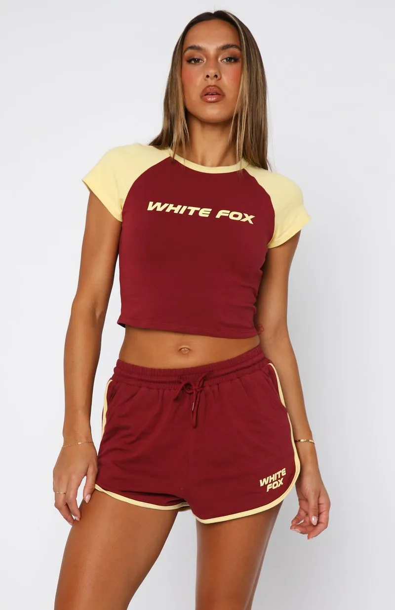 MultiPanelBreathability Casual Pullover No Reason Baby Tee Burgundy