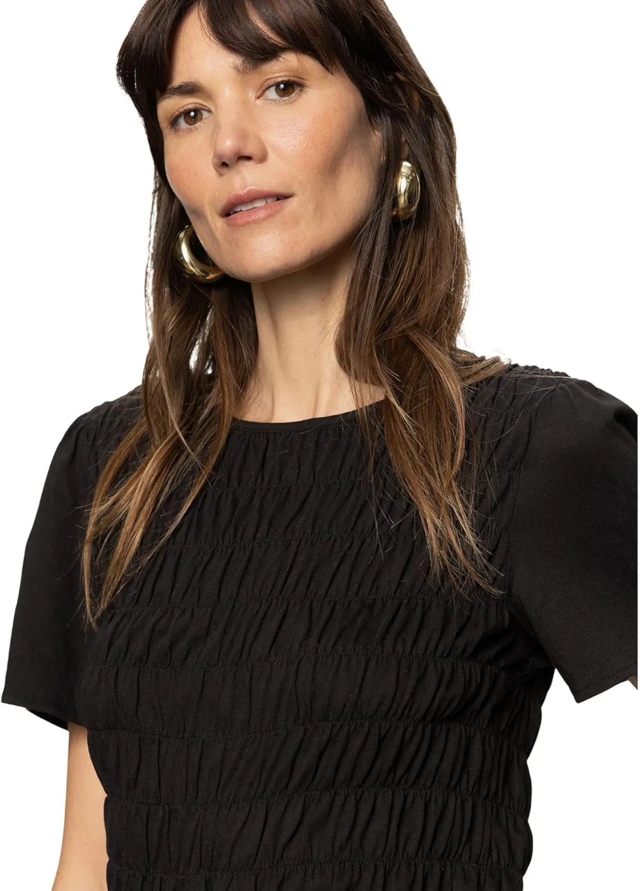 Better Together Smocked Top Adjustable drawstring Double Layered Hem