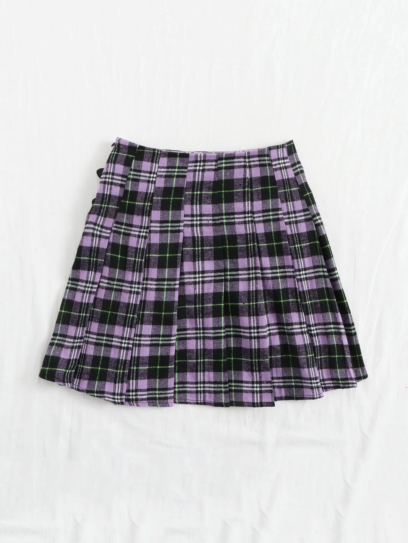 Tartan Pleated Short Plus Size Skirt