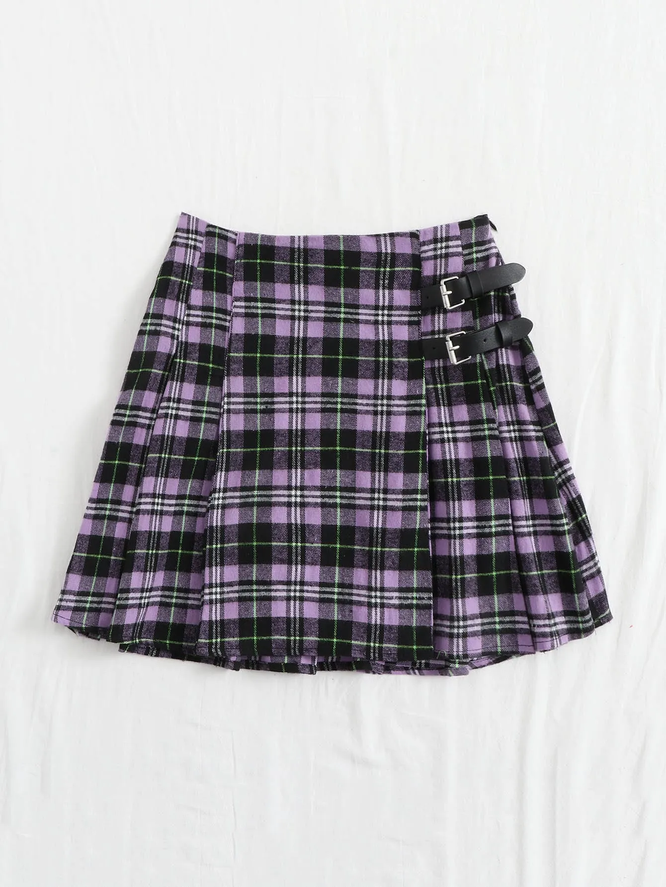 Tartan Pleated Short Plus Size Skirt