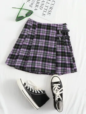Tartan Pleated Short Plus Size Skirt