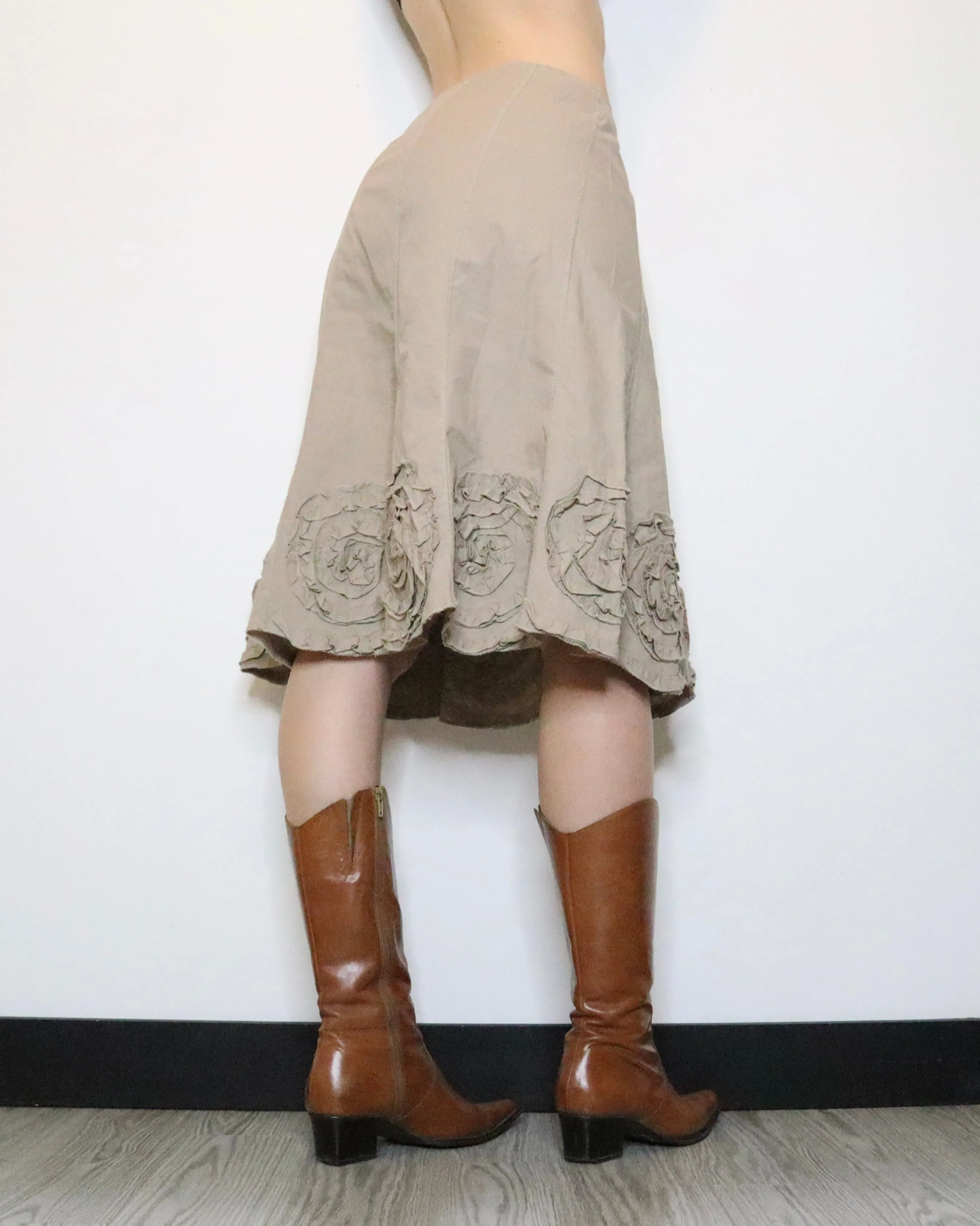 Taupe Flower Midi Skirt (S-M) 