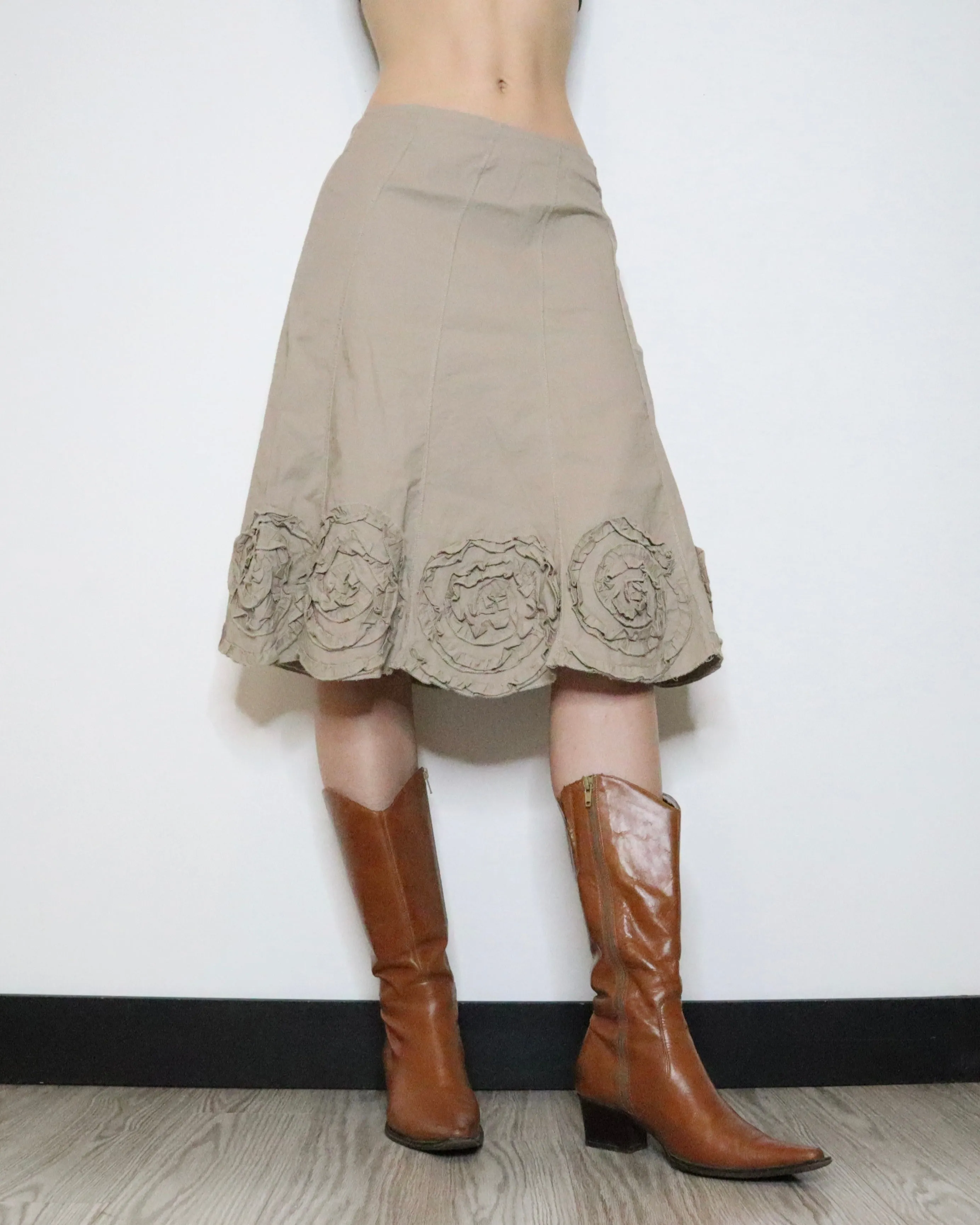 Taupe Flower Midi Skirt (S-M) 