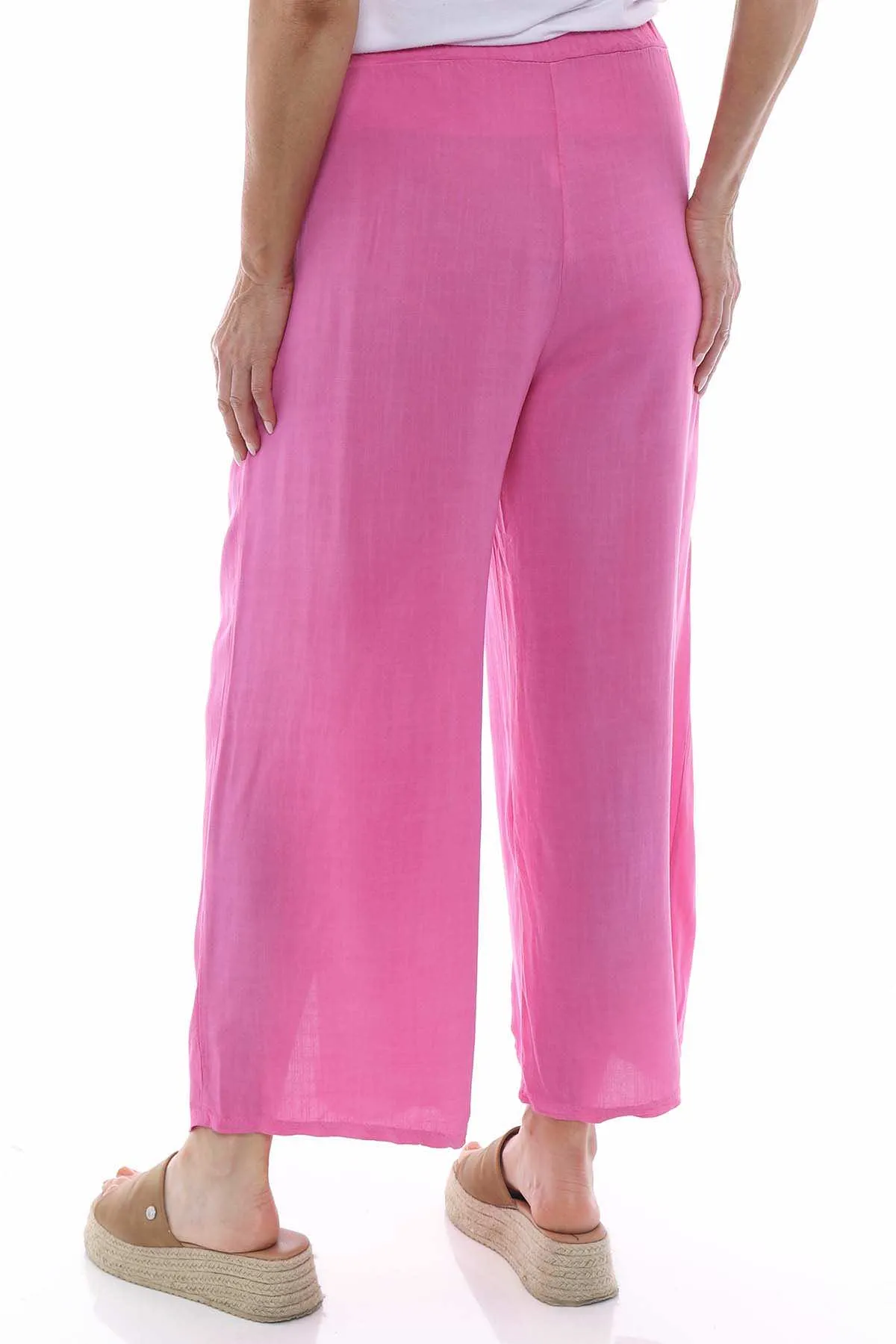 Tazara Split Leg Linen Trousers Fuchsia