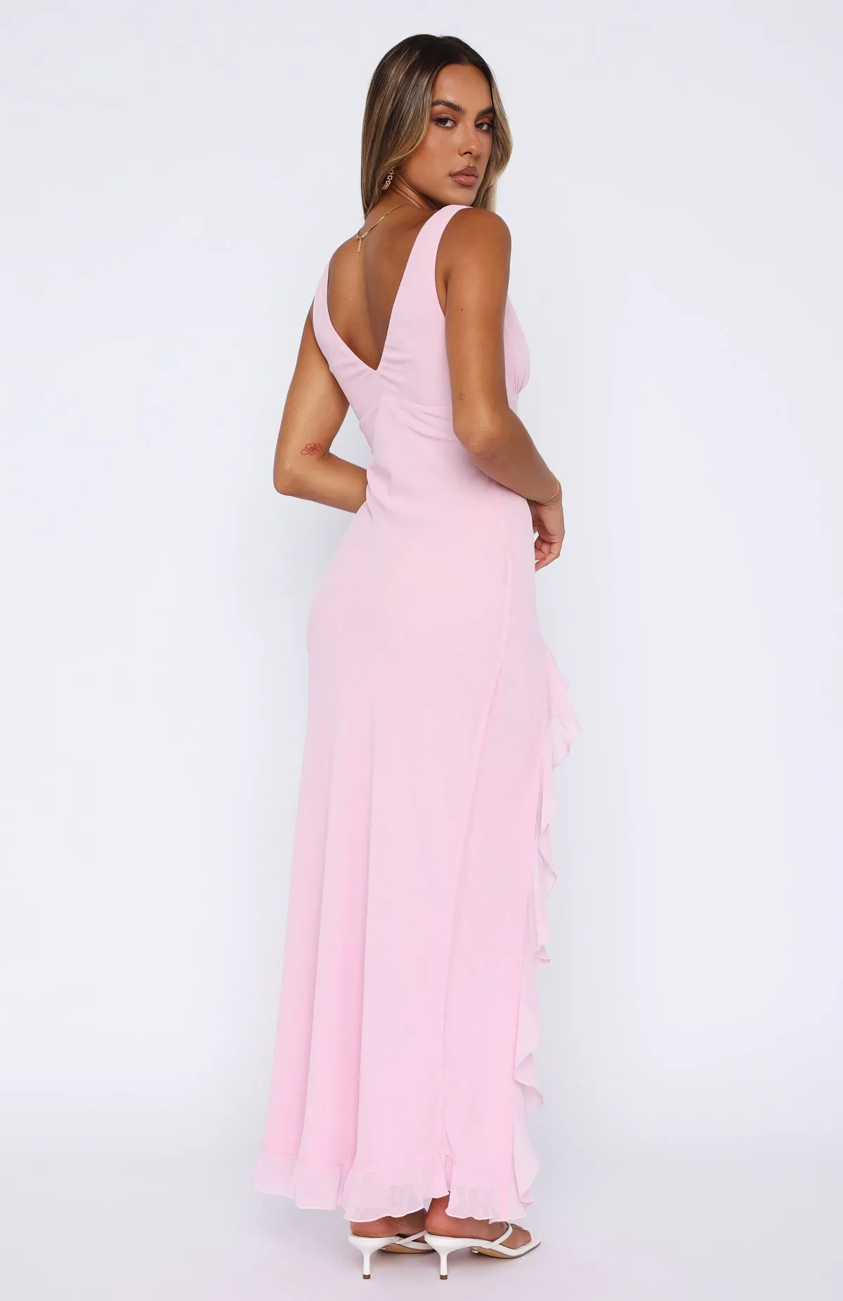 Tell Me Everything Maxi Dress Pink Bound Edges