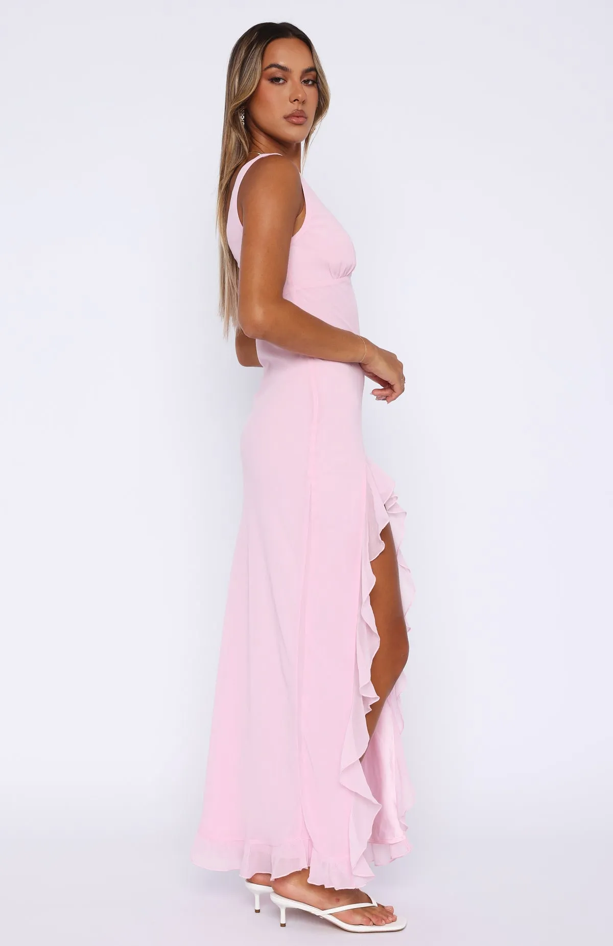 Drop Shoulder preshrunk Tell Me Everything Maxi Dress Pink