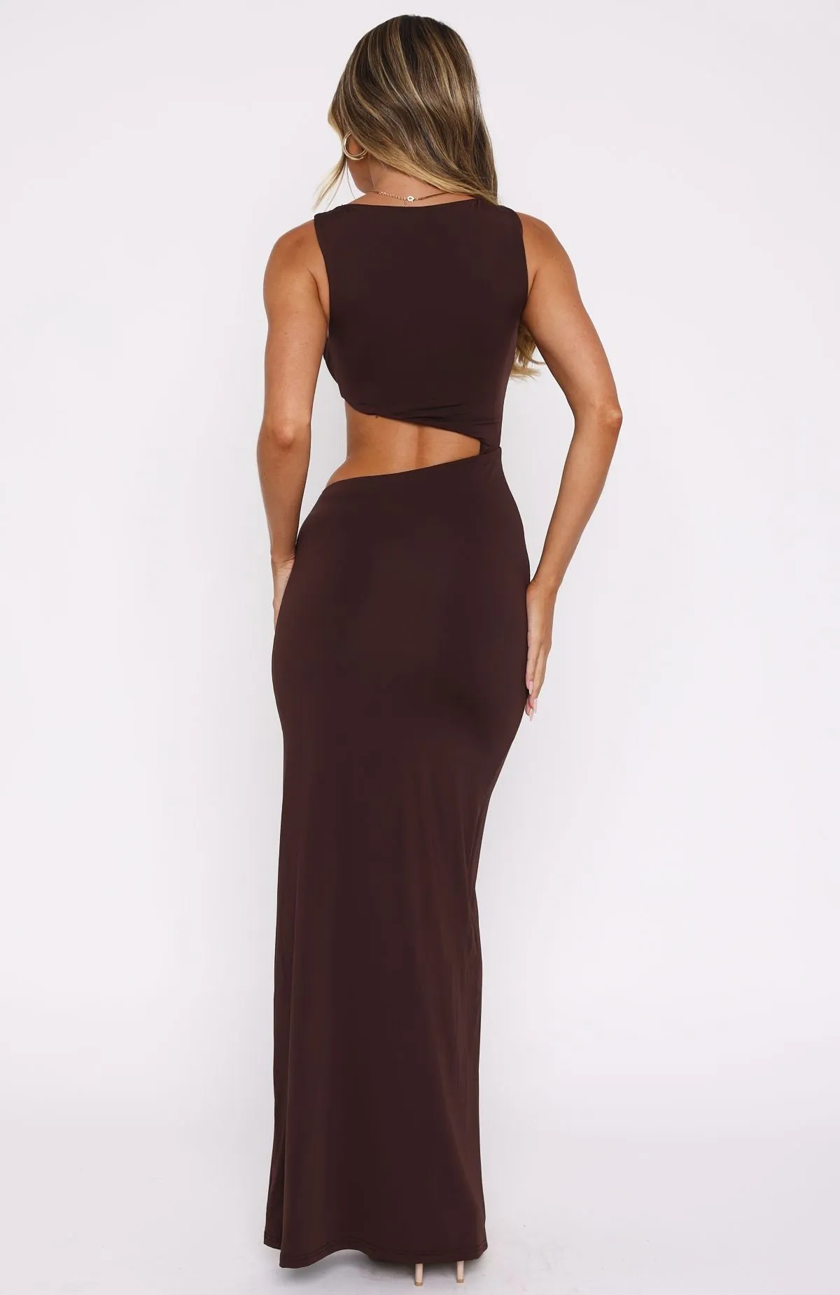 LightweightTexture Tell Me To Stop Maxi Dress Chocolate