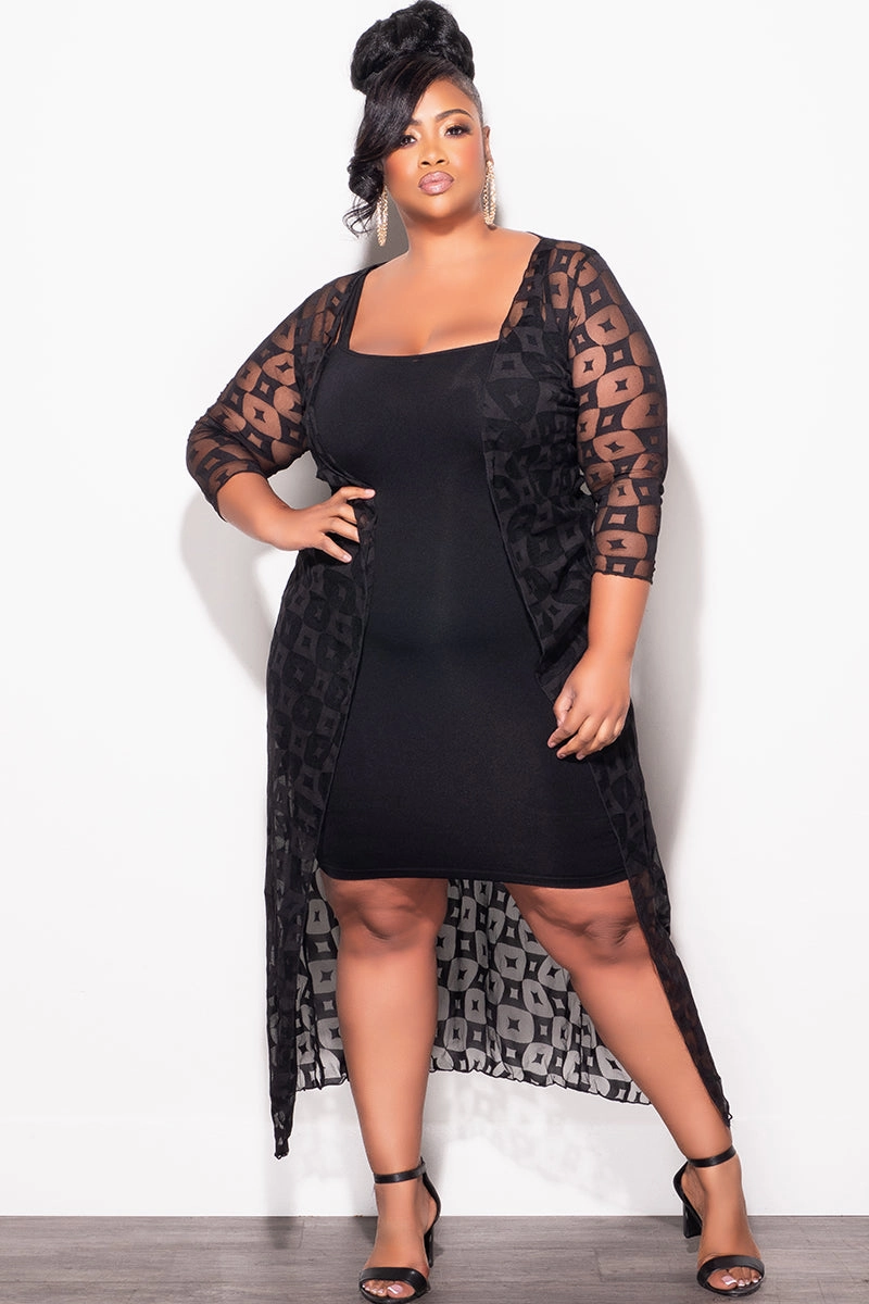 Movement Support Final Sale Plus Size Sheer Duster in Black