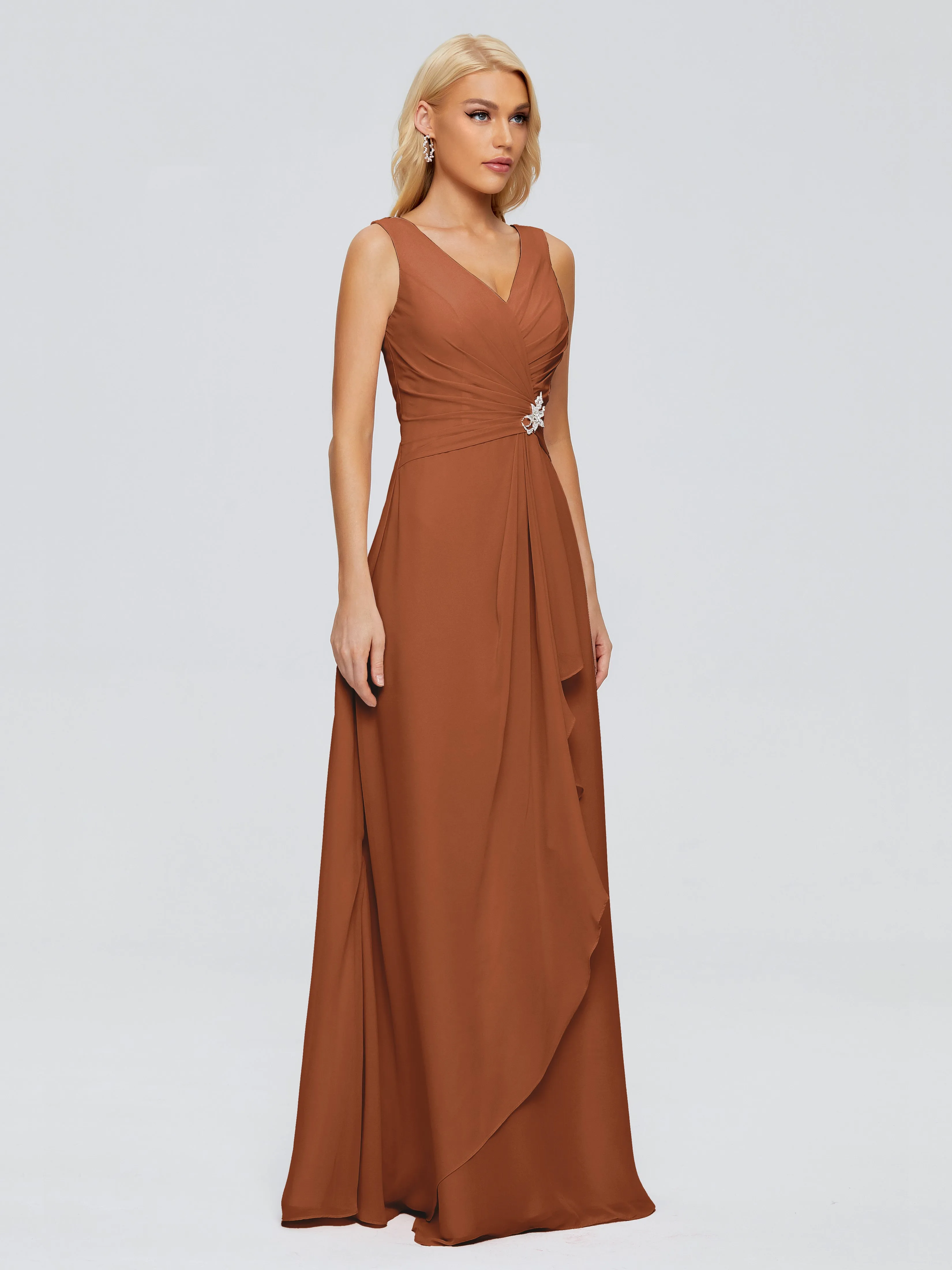 Terracotta Bridesmaid Dresses Uk Maria Modern Sheath V Neck Chiffon Bridesmaid Dresses